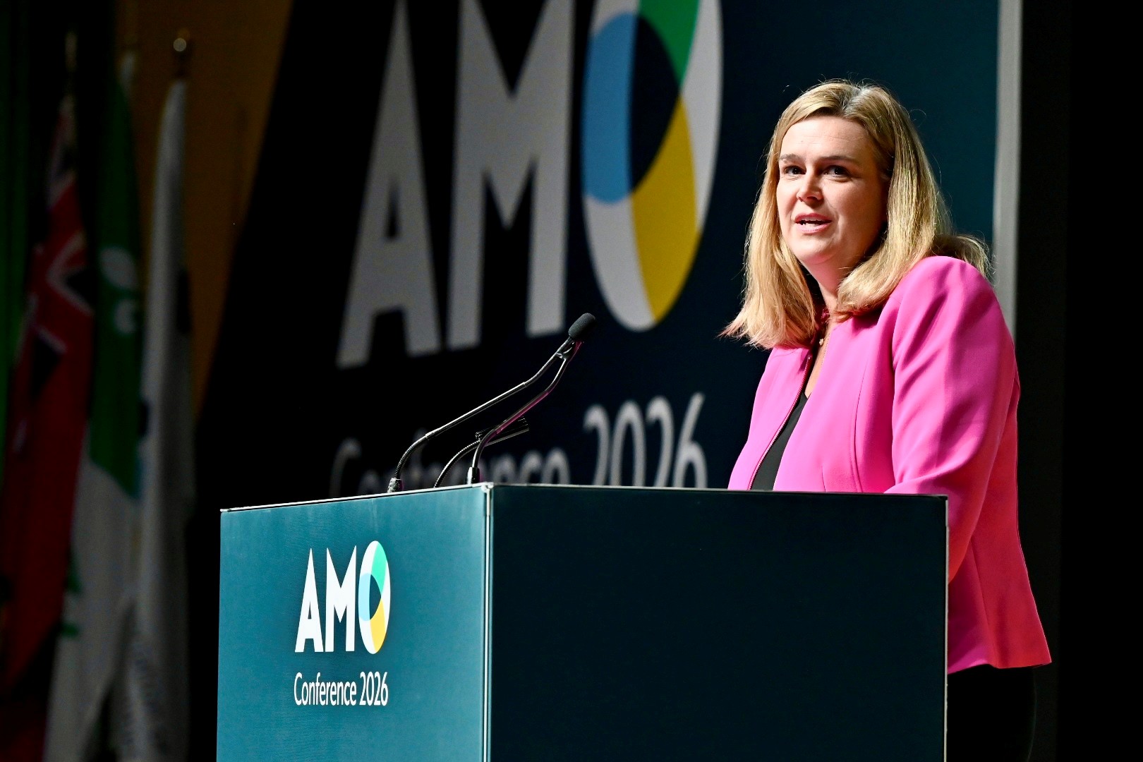 PS Jennifer McKelvie speaks at the AMO conference