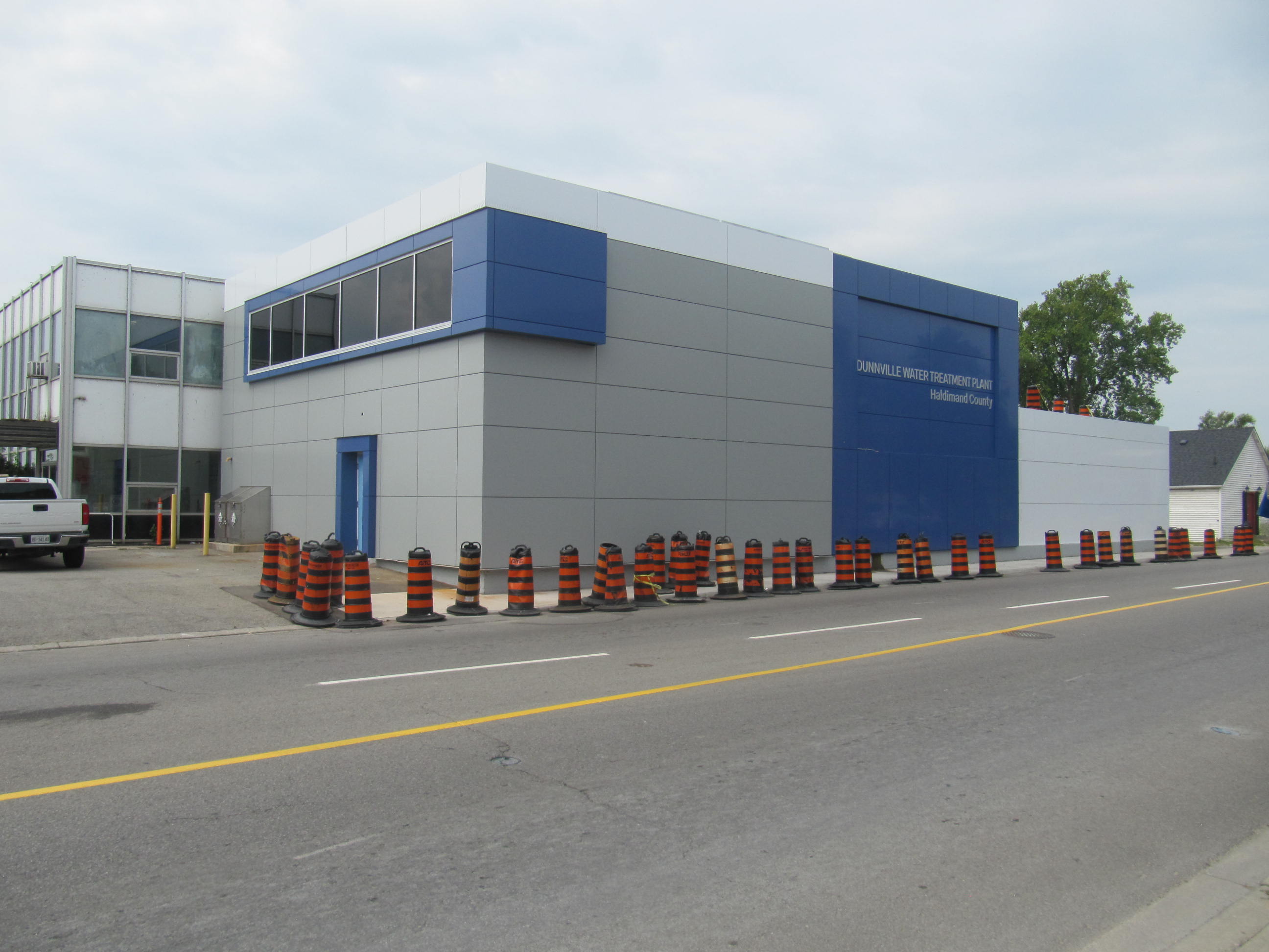 The outside of a water treatment plant building