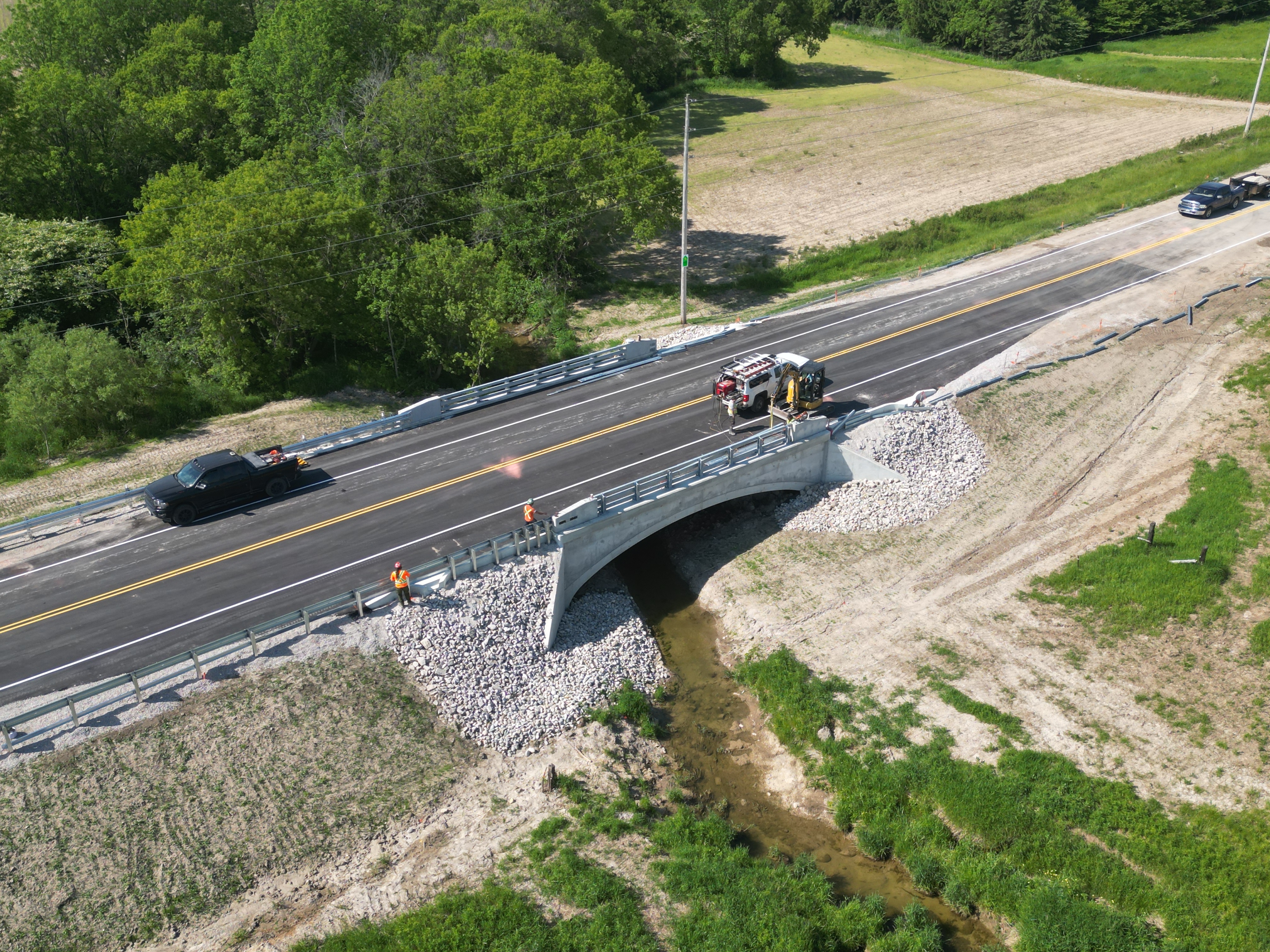 Overhead view of a bridge