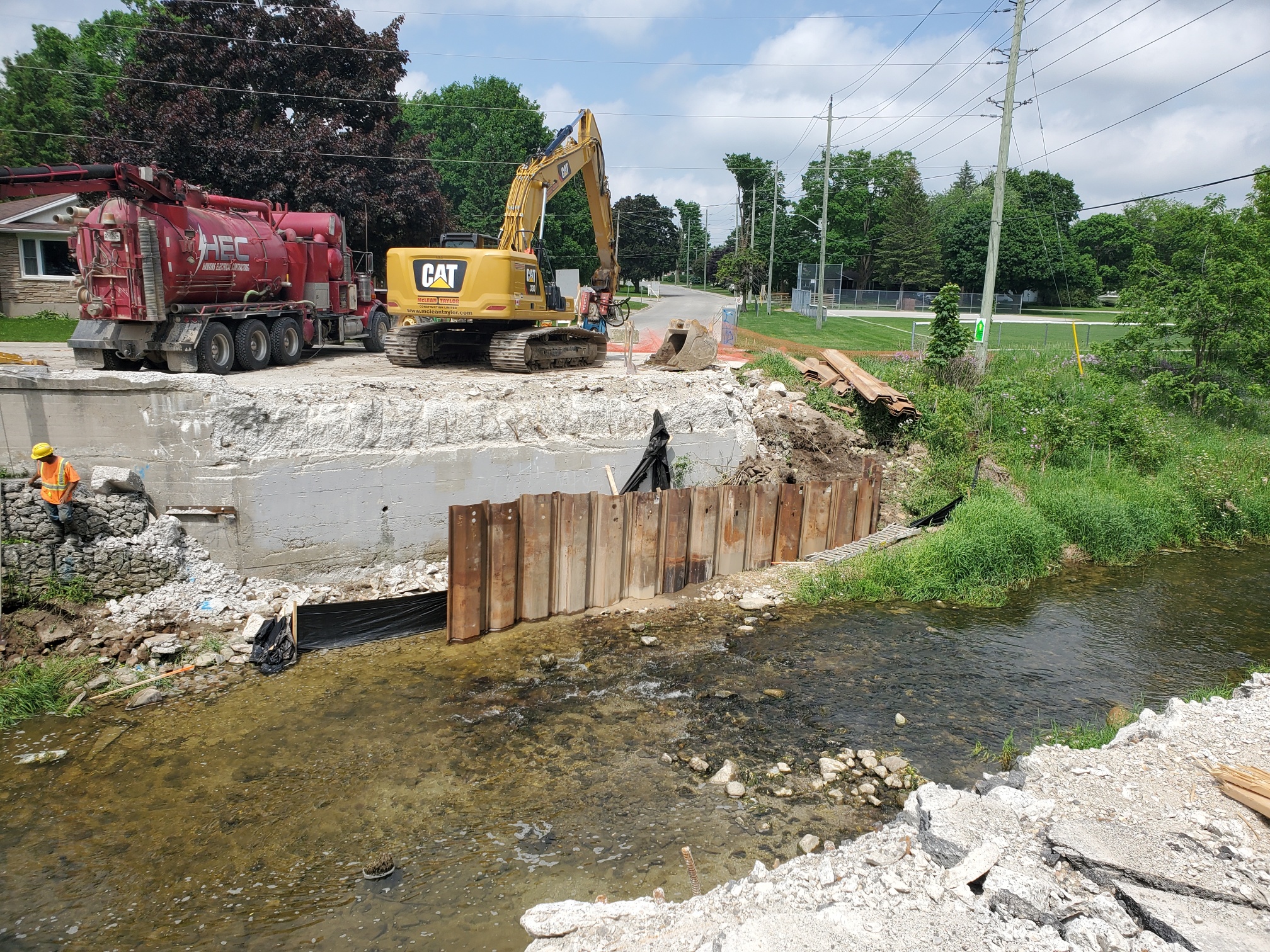 Construction machinery works on the Davidson Avenue bridge in Listowel.