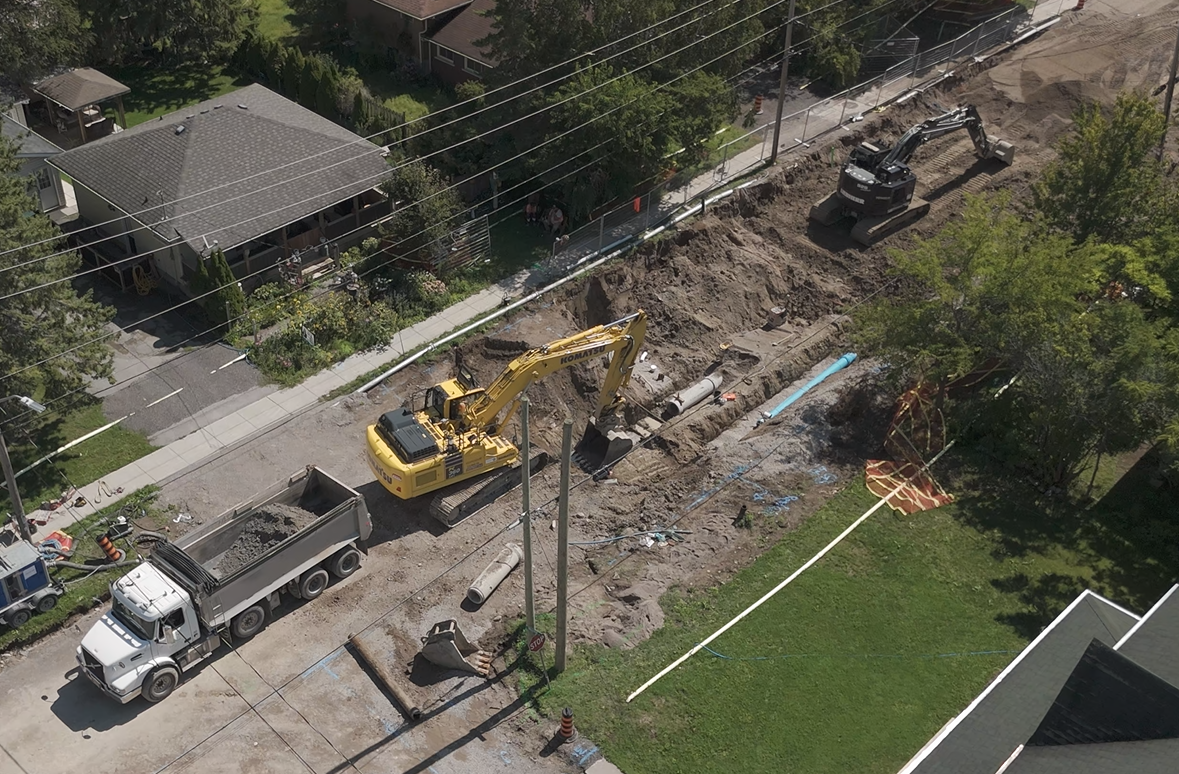 construction of underground pipes on street