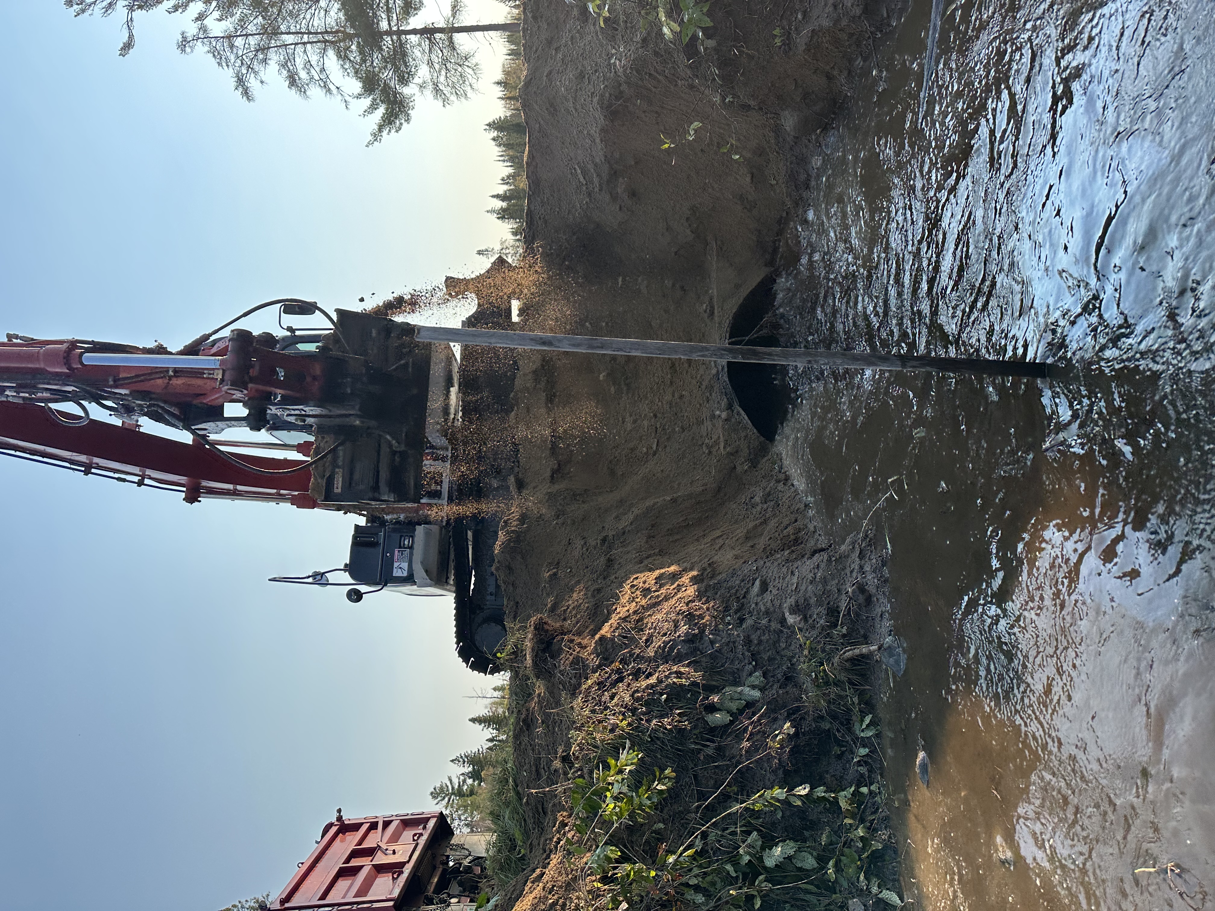 A digger moving dirt