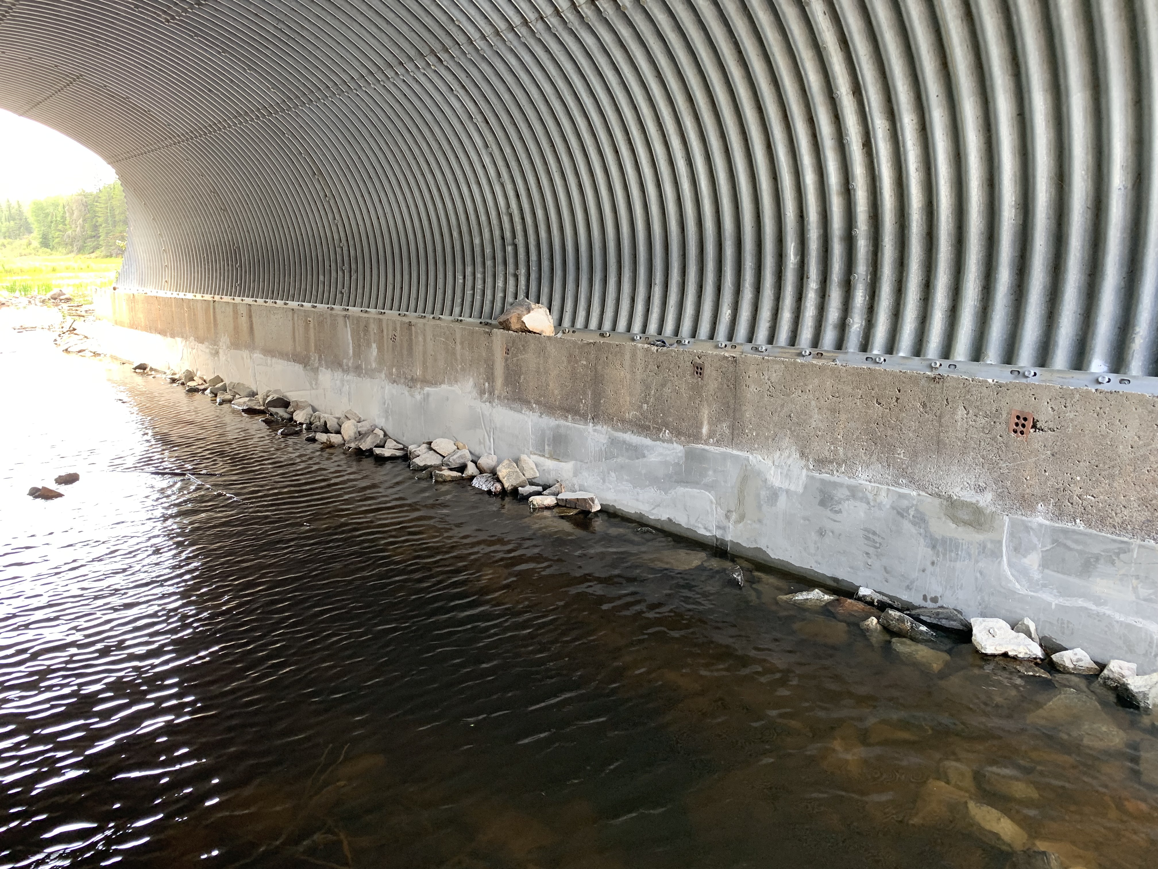 The underside of the Begg's Arch Culver bridge after repairs to the concrete footings.