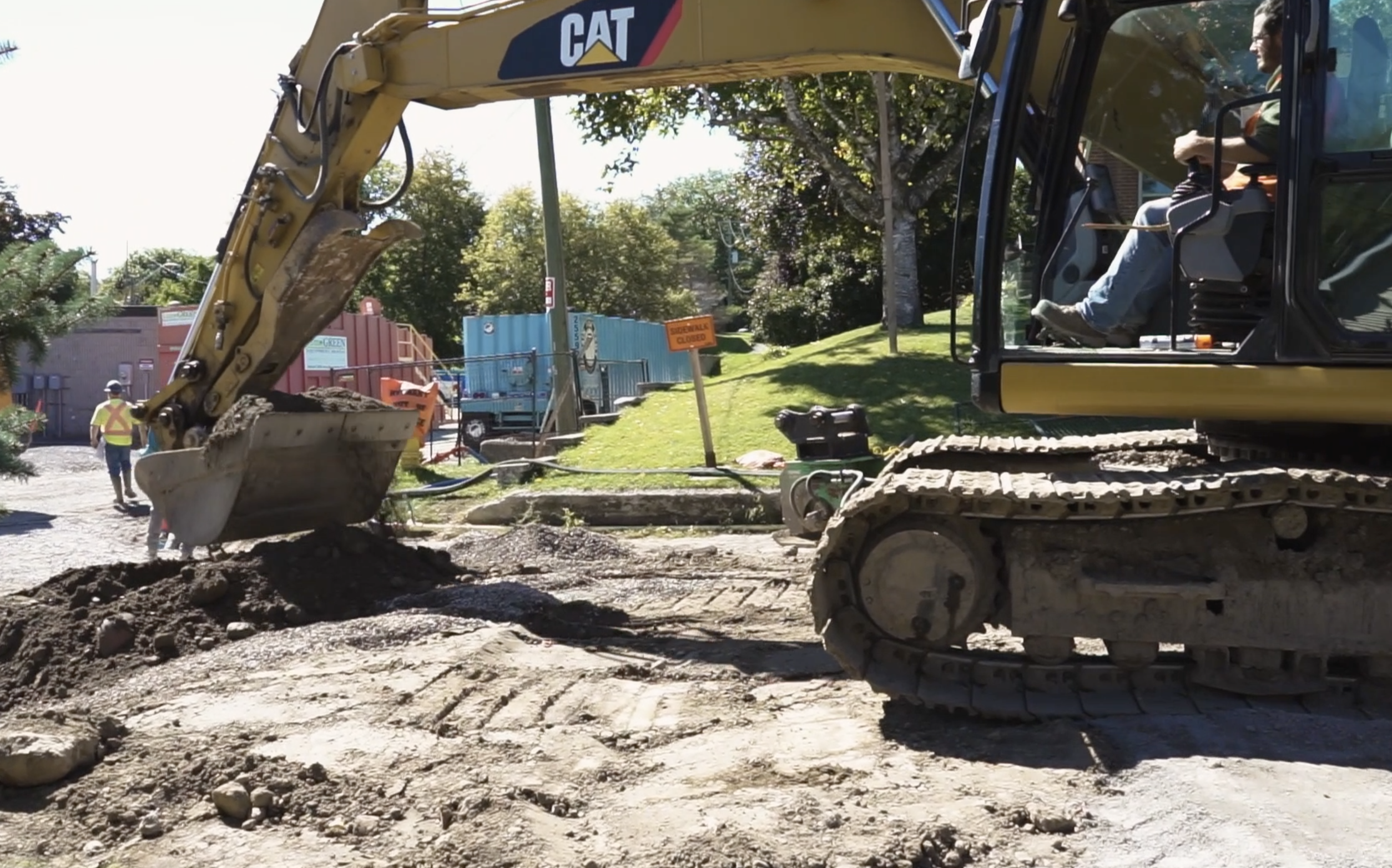 A photo of machinery digging up a street in Stirling-Rawdon.