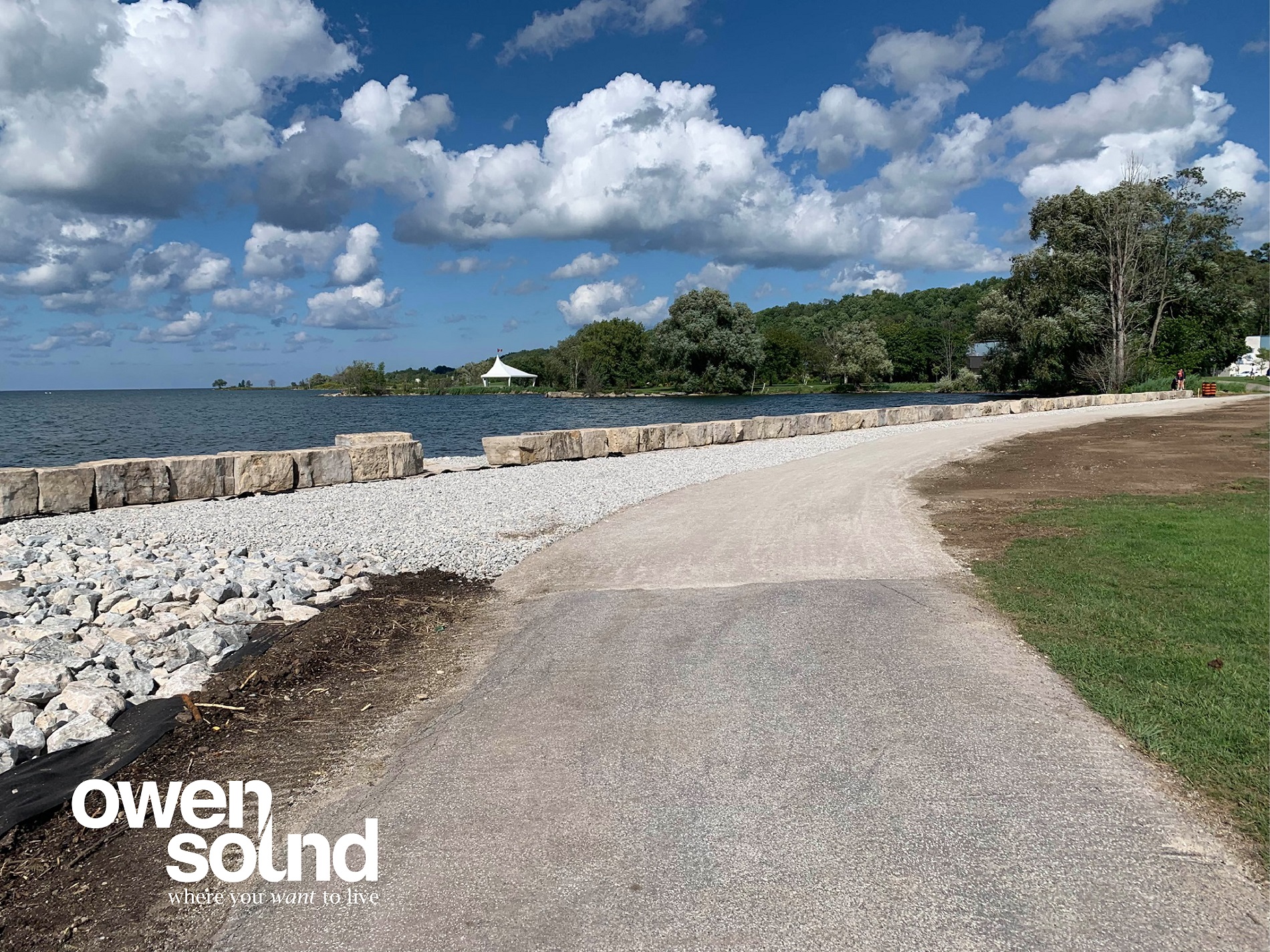 The shoreline walking trail in Owen Sound. 