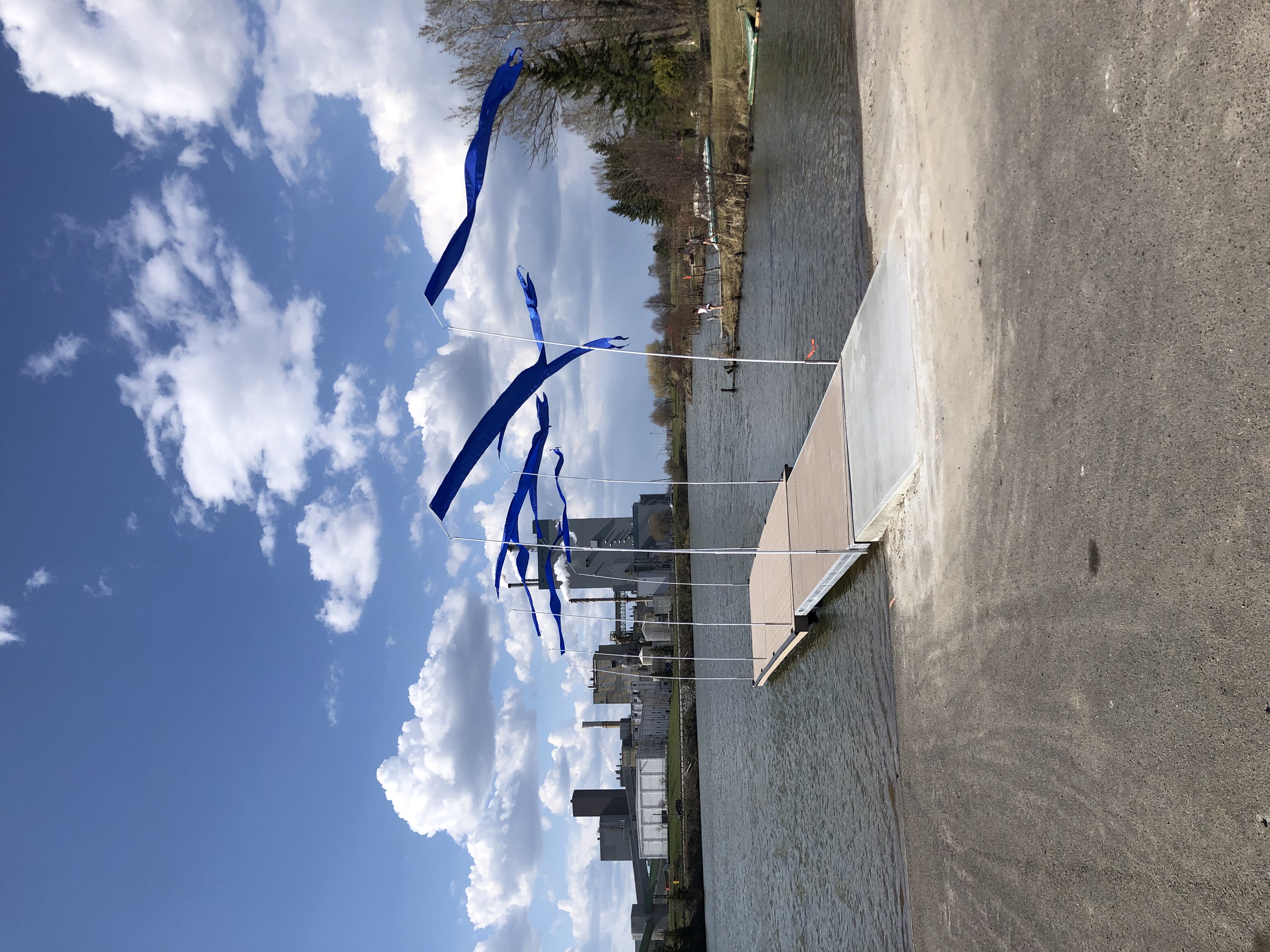 A photo of a brand new dock installed along a river in the City of Dryden. 