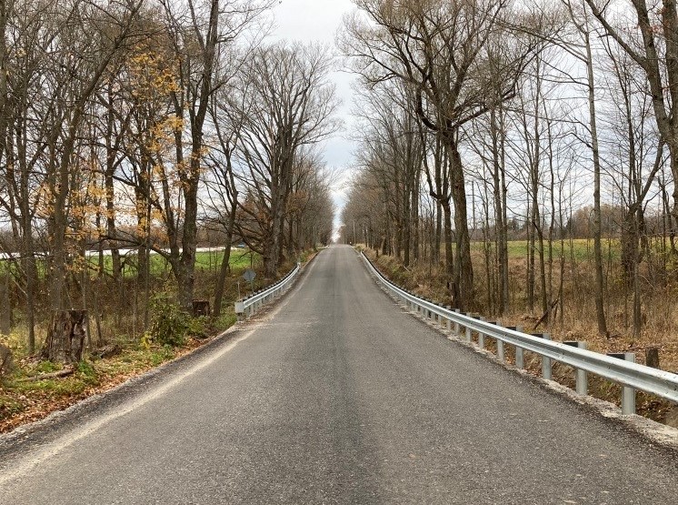 A picture of a newly paved roadway in Leeds and Thousand Islands. 