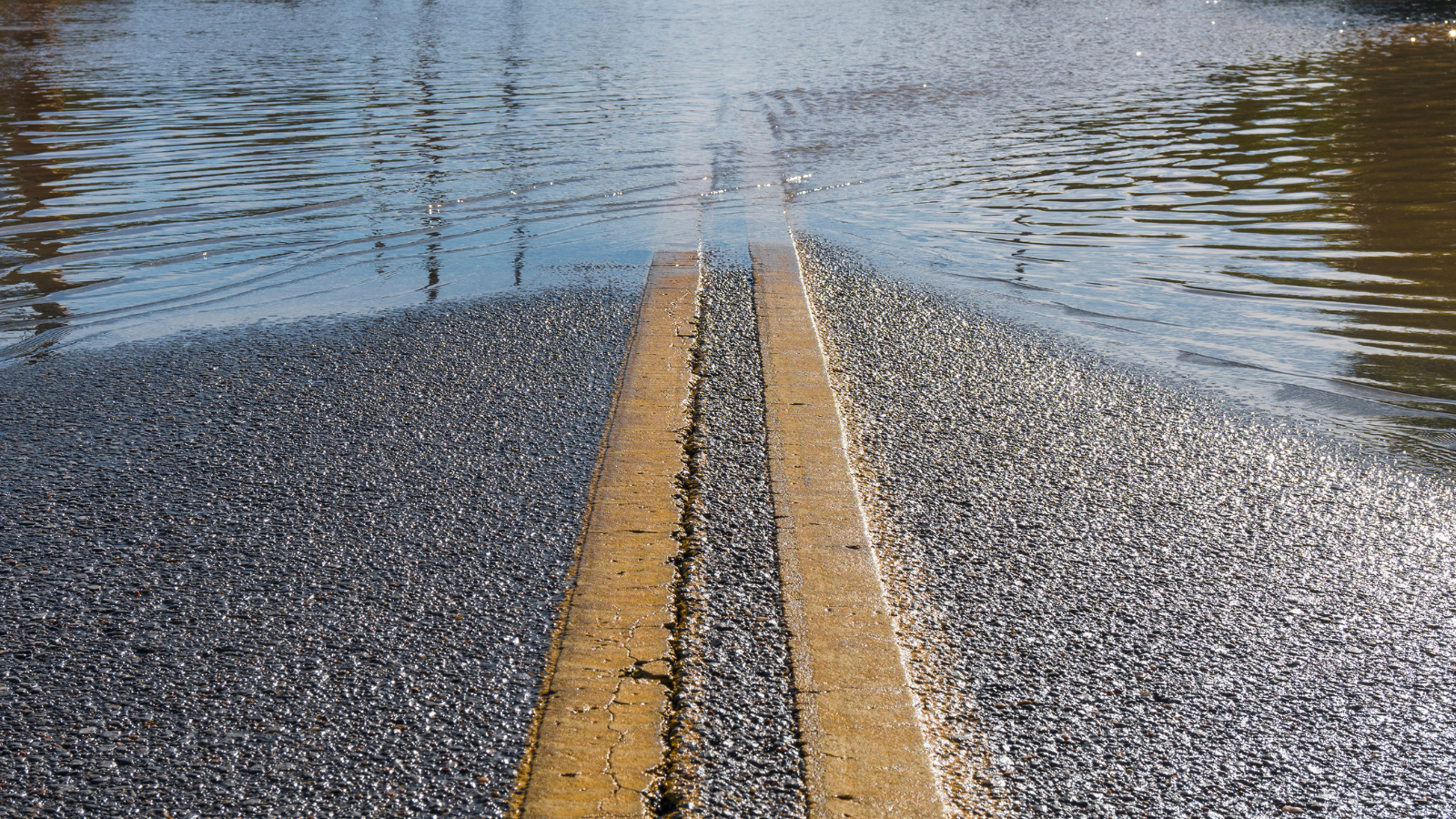 A stock image of a flood roadway. 