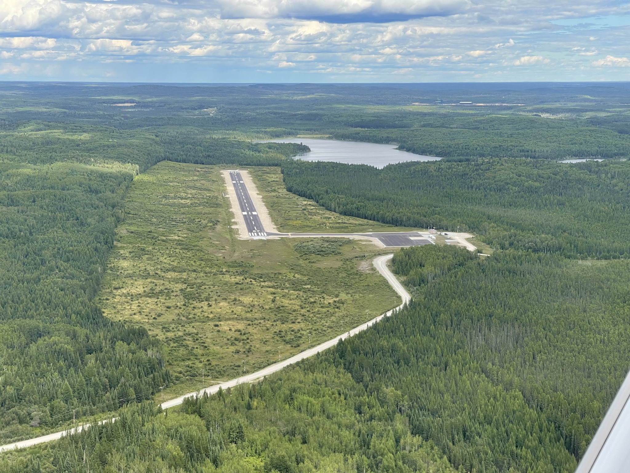 An aerial view of the airport runway in the Township of Hornepayne.