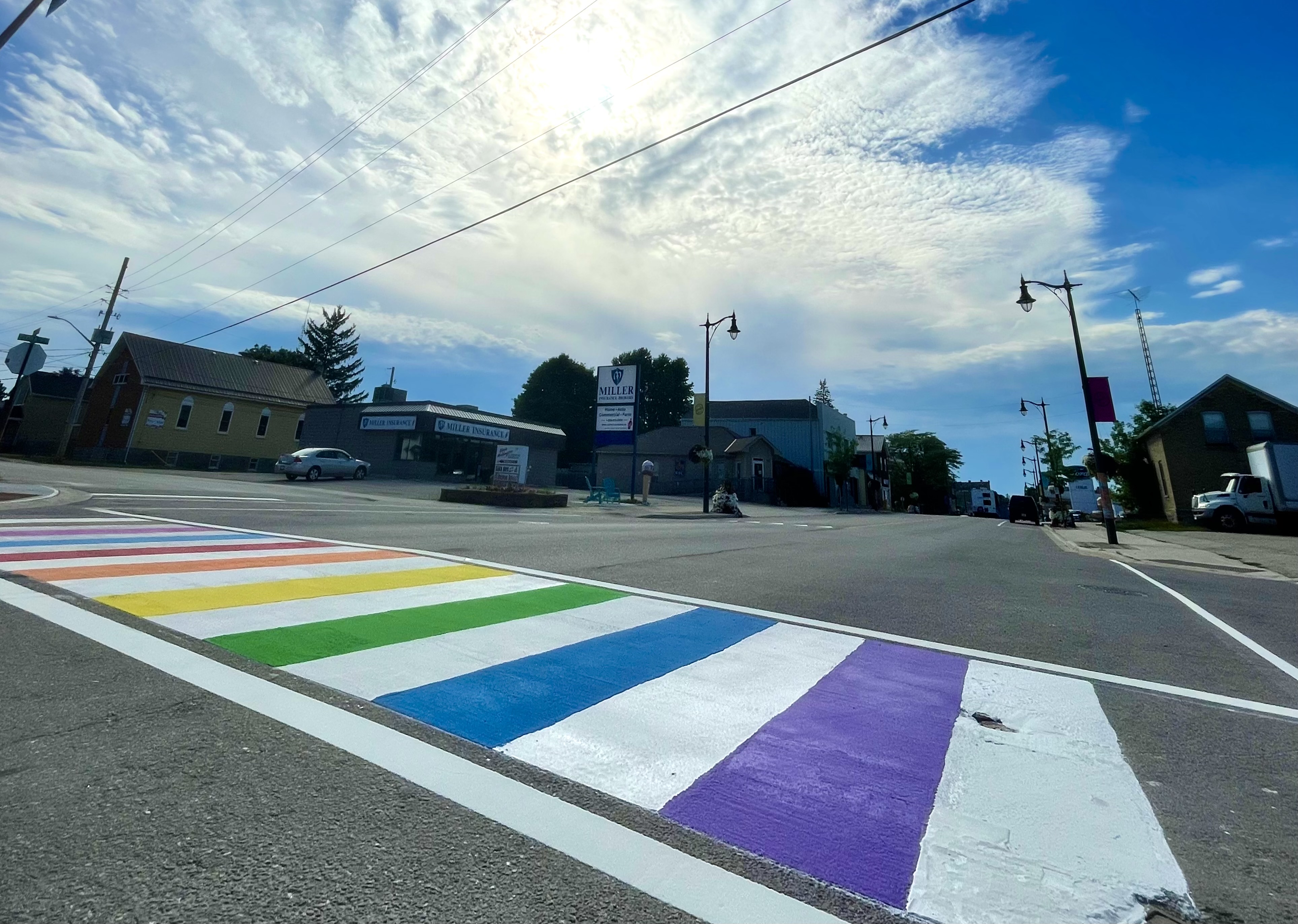New rainbow crosswalk in the Town of Minto.
