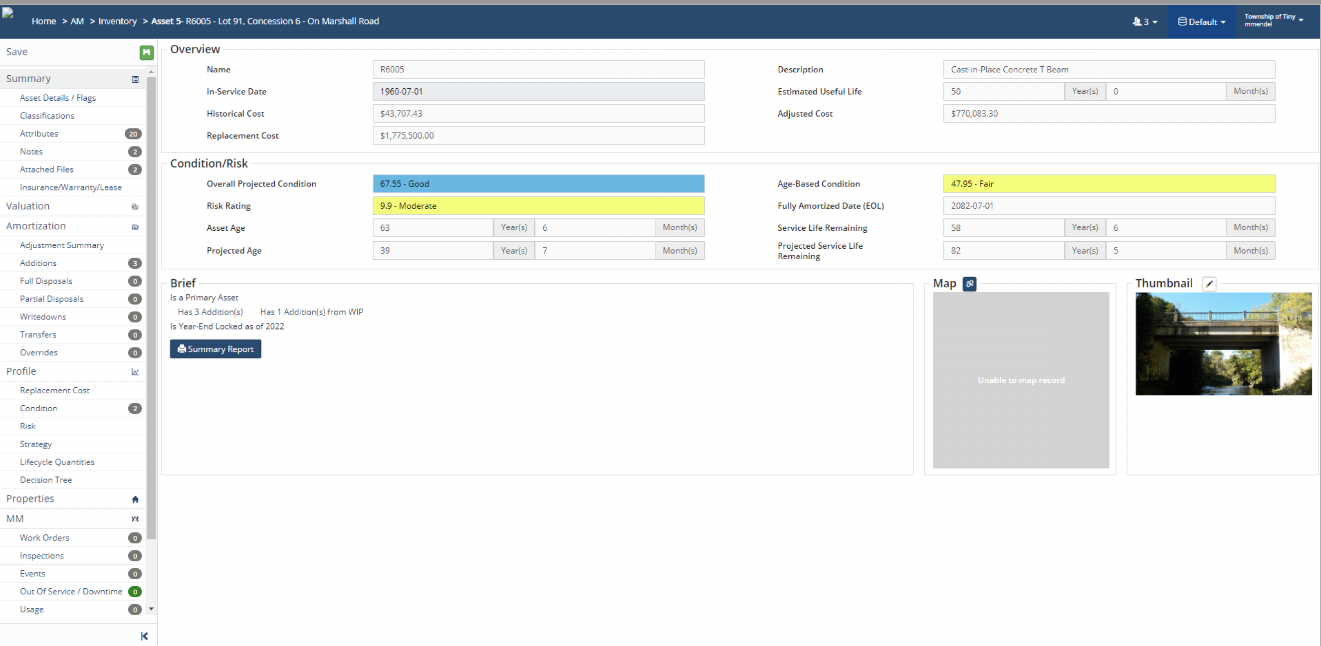 An example of Tiny Township's cloud-based asset management programming.