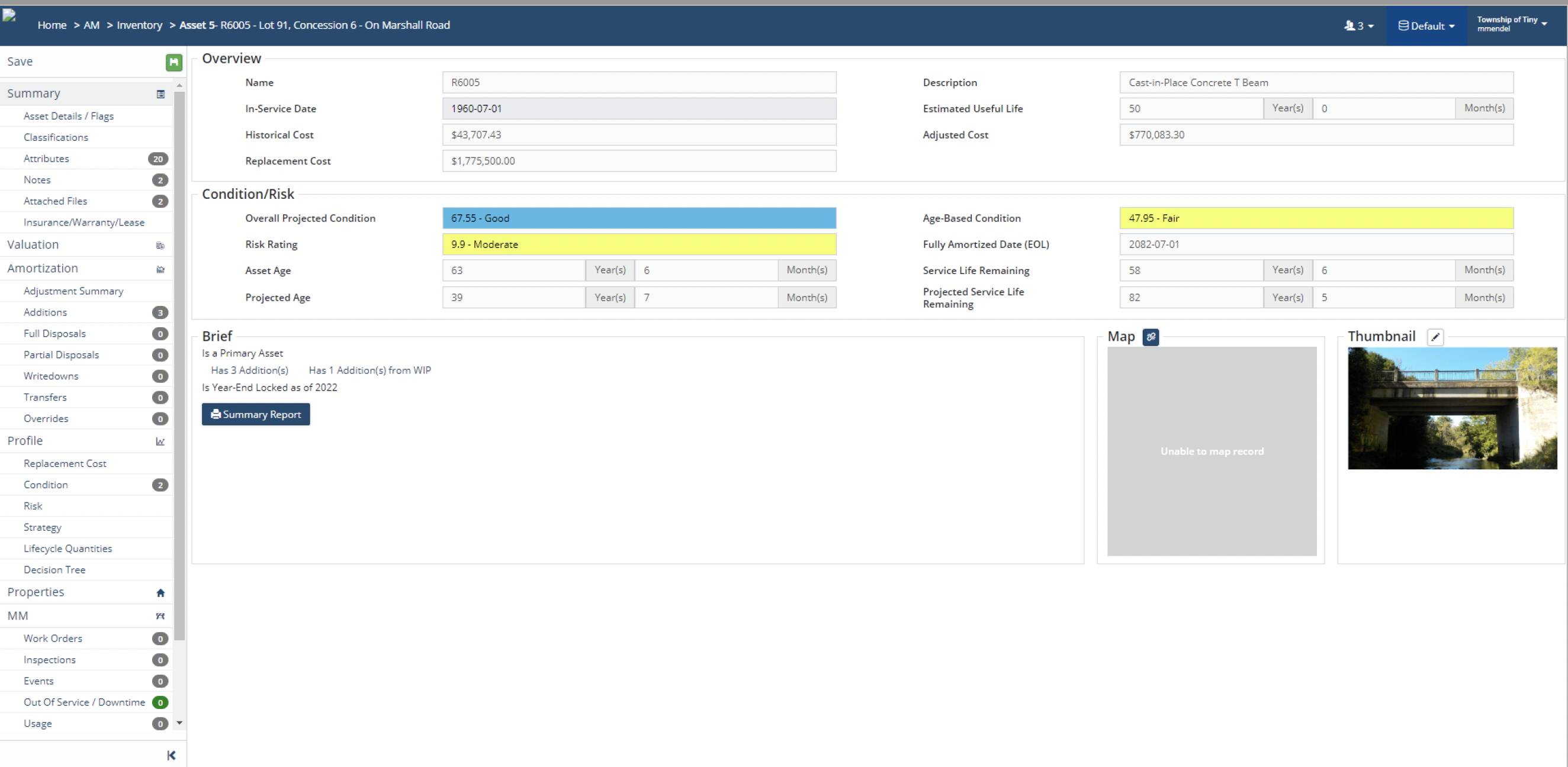 An example of Tiny Township's cloud-based asset management programming. 