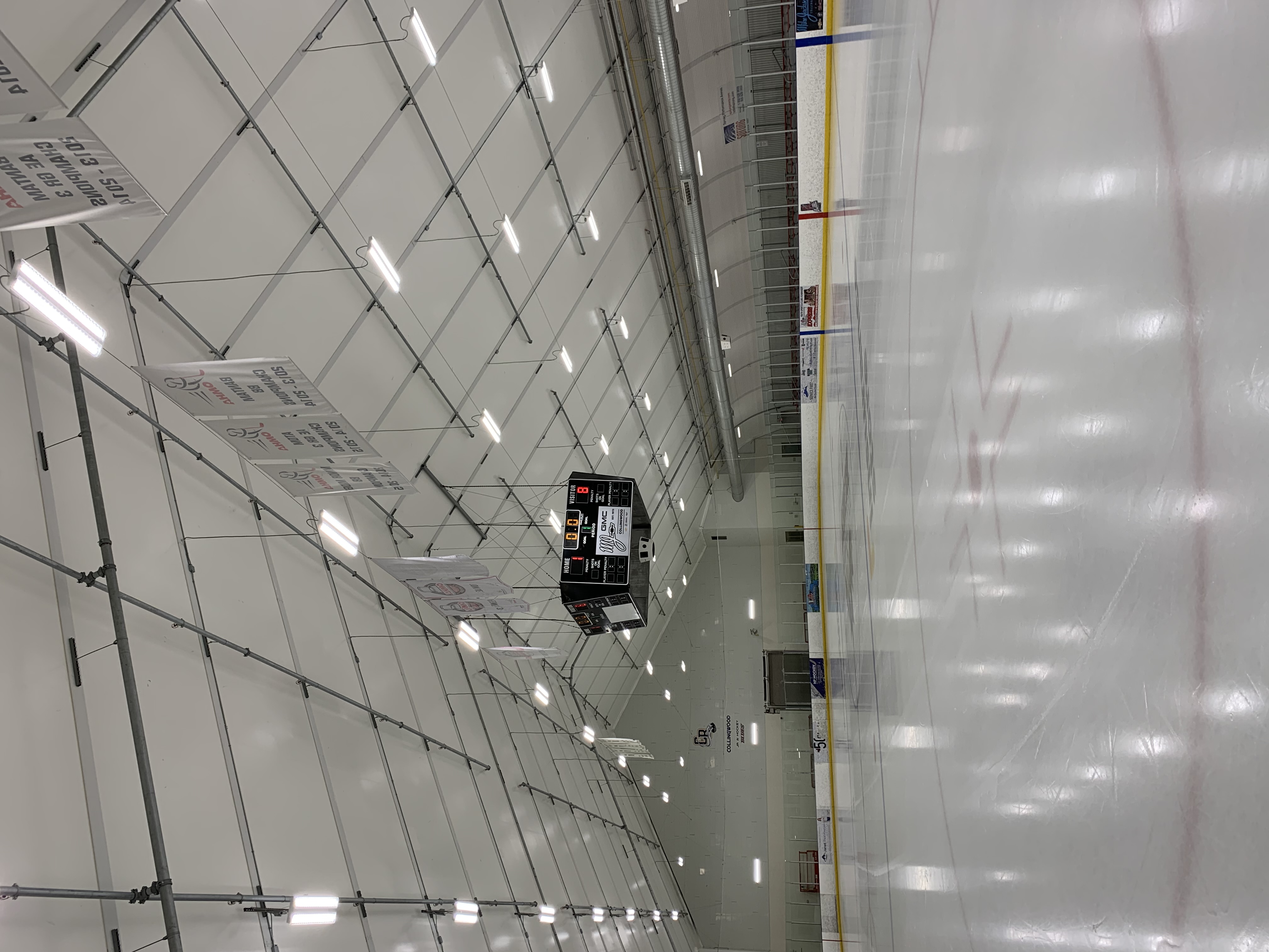 One of the arenas in Collingwood retrofitted with LED lights.