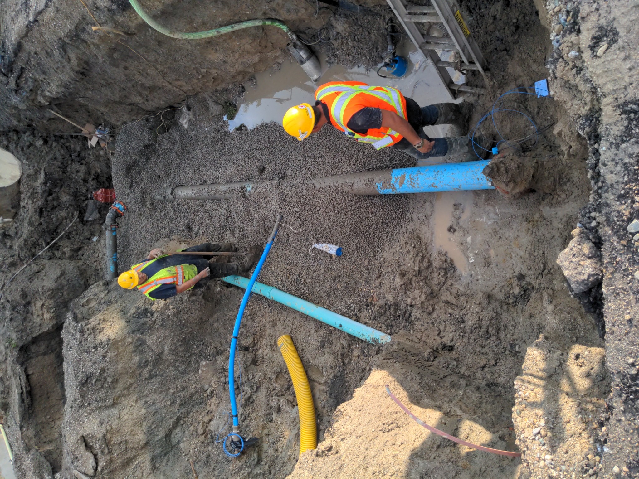 Workers replace underground infrastructure in Perth East. 