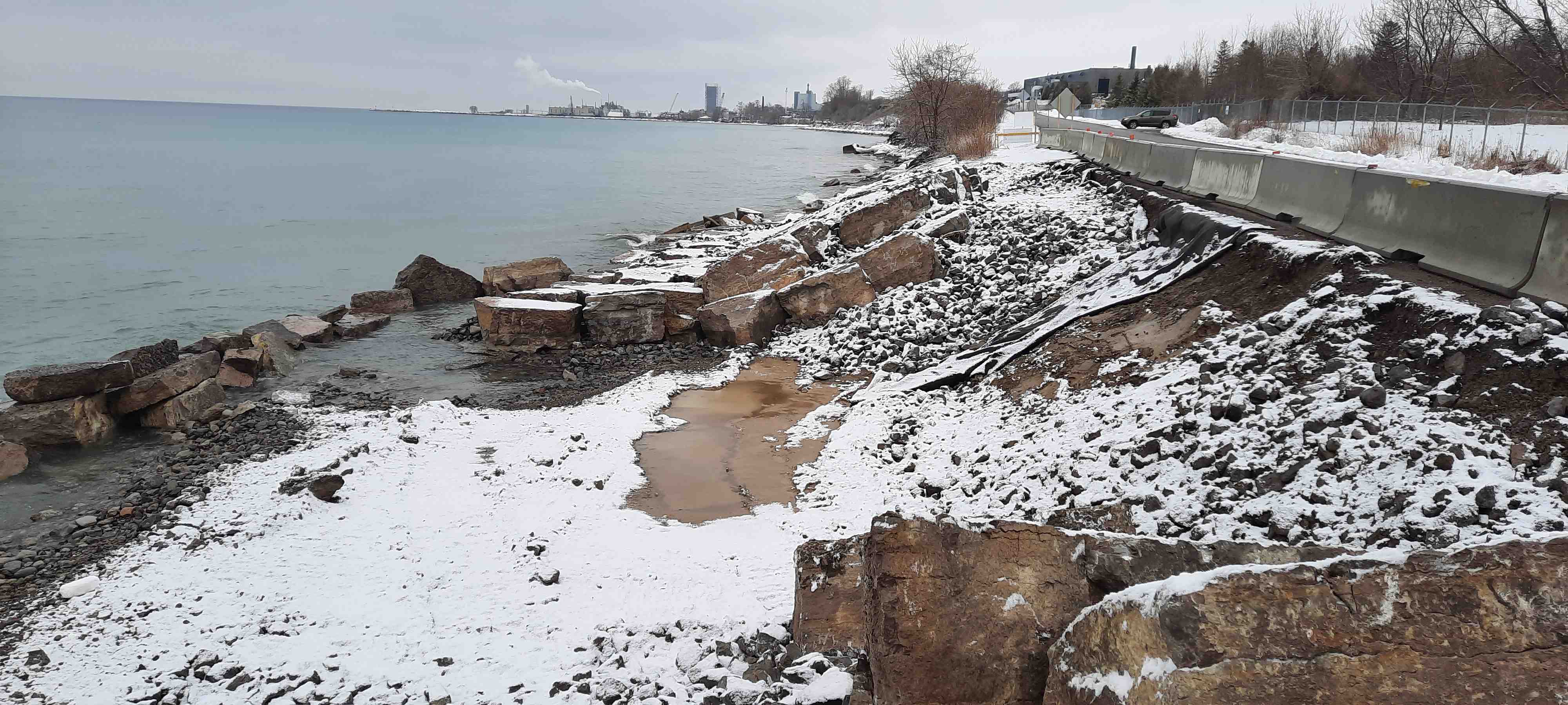 A before photo of Port Hope's shoreline protection work.