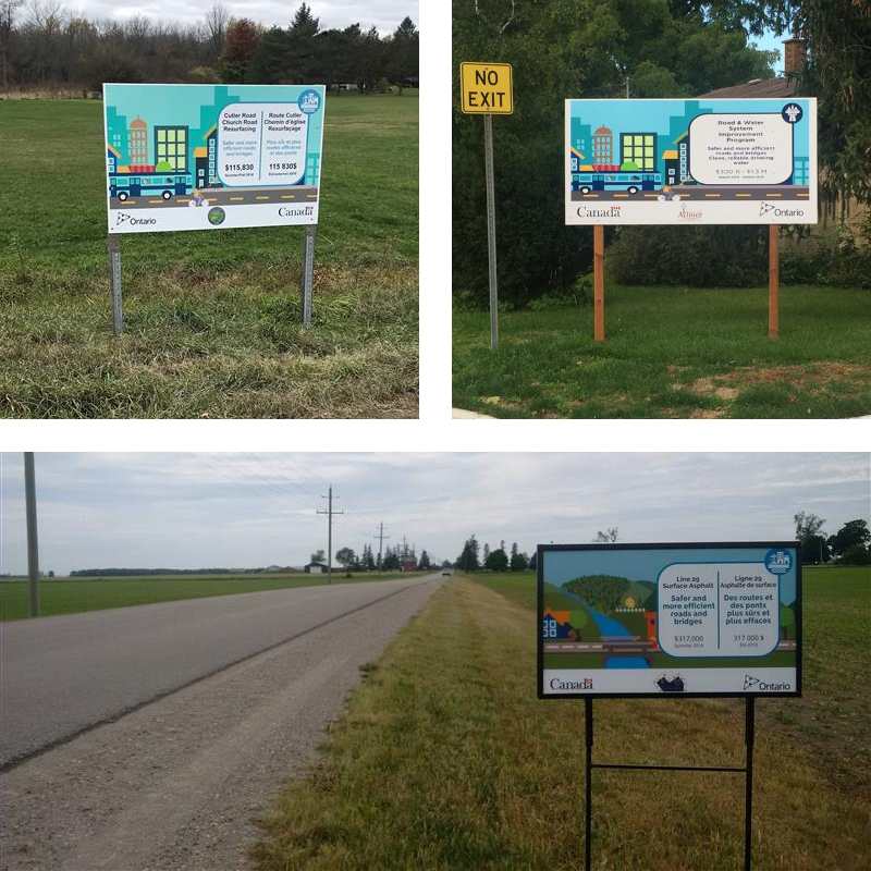 Photos of signs at projects sites across Ontario