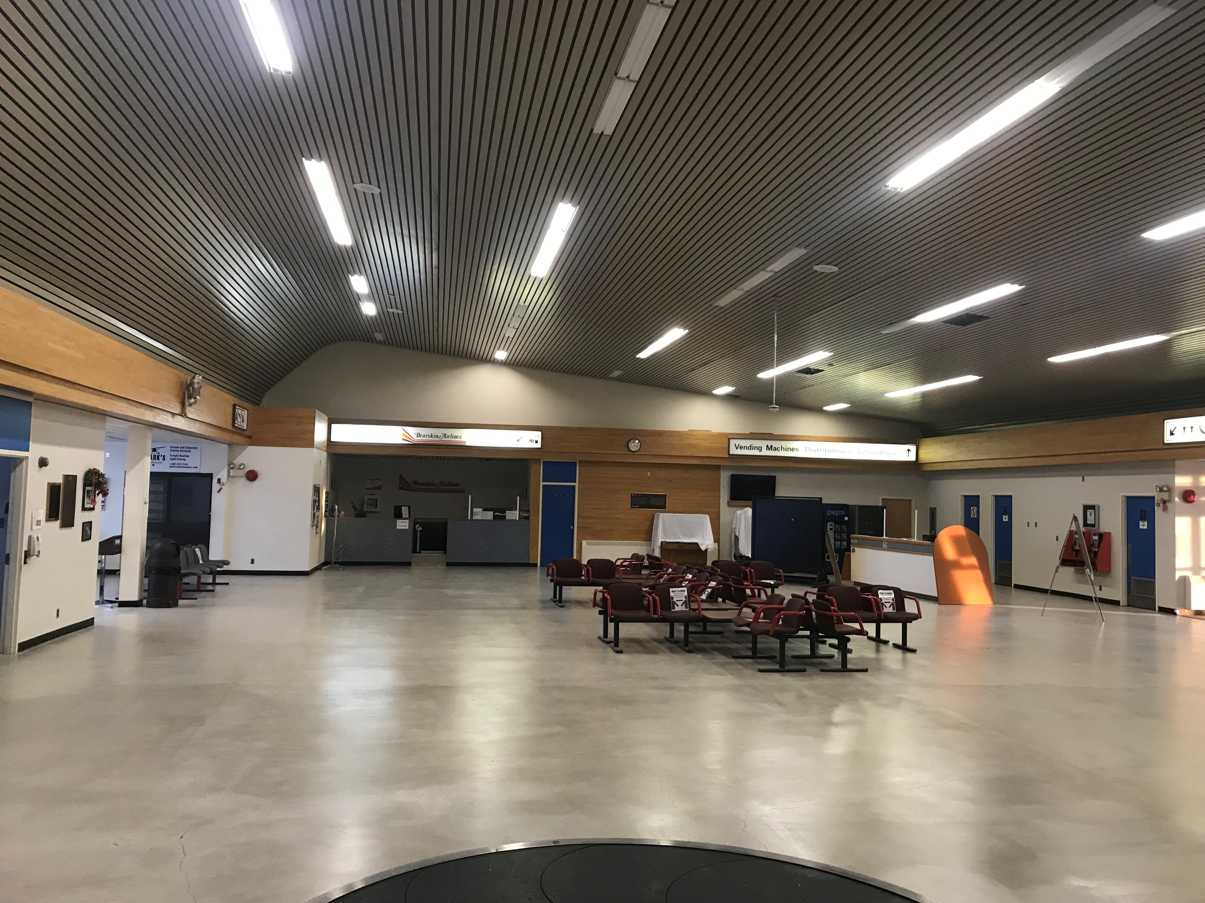 A photo of the new flooring inside the Dryden Regional Airport.