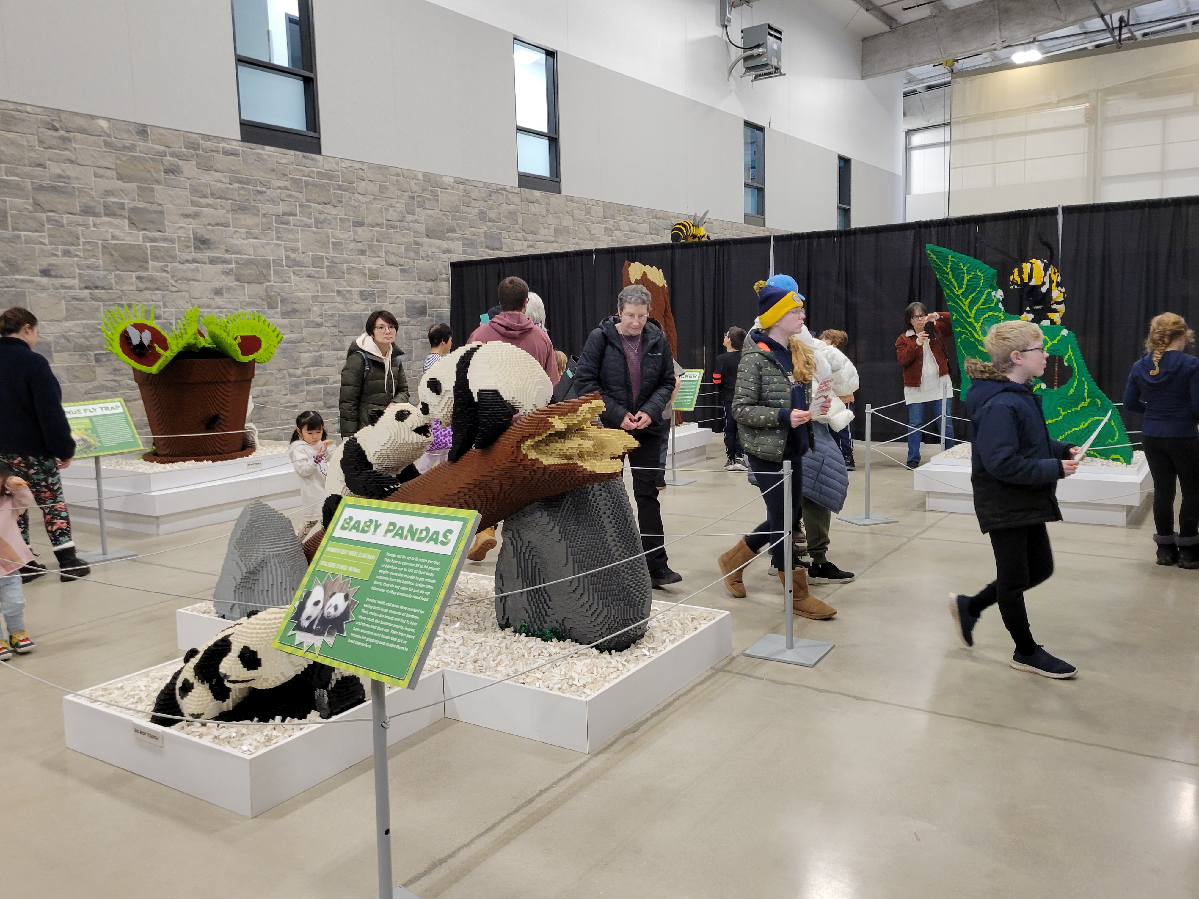 People walking around a pop up museum exhibit