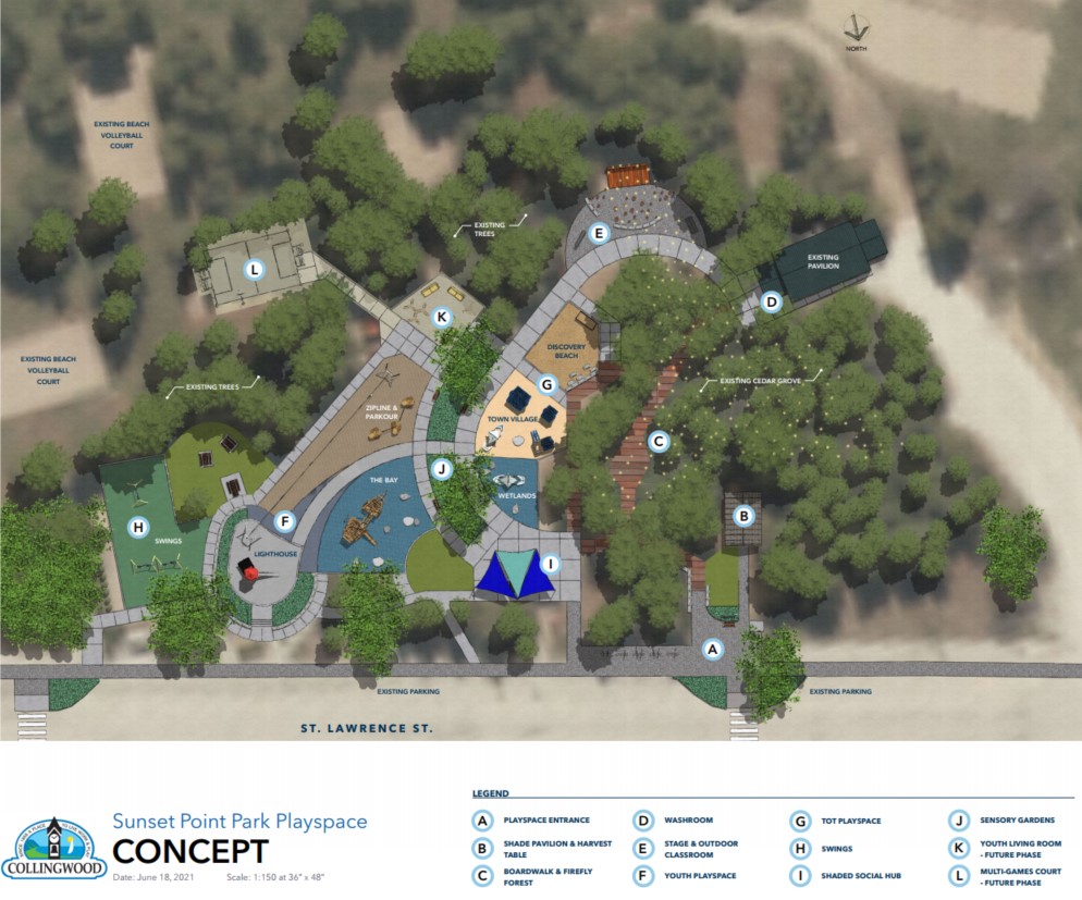 A rendered overview of what the new park in Collingwood will look like upon completion.
