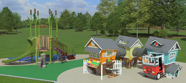 A side view of one of the sections of the new Collingwood Sunset Point playground.