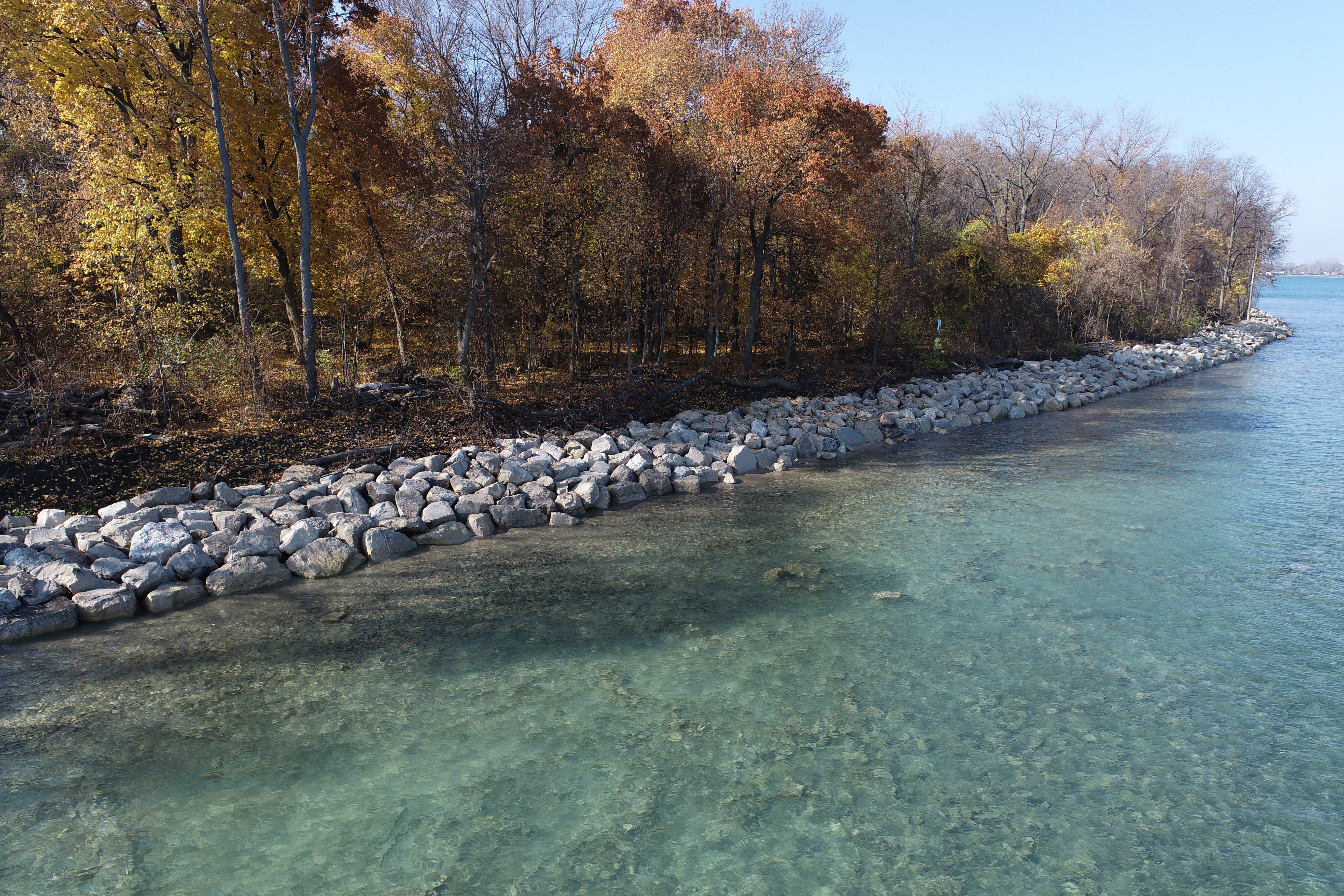a rock retaining wall