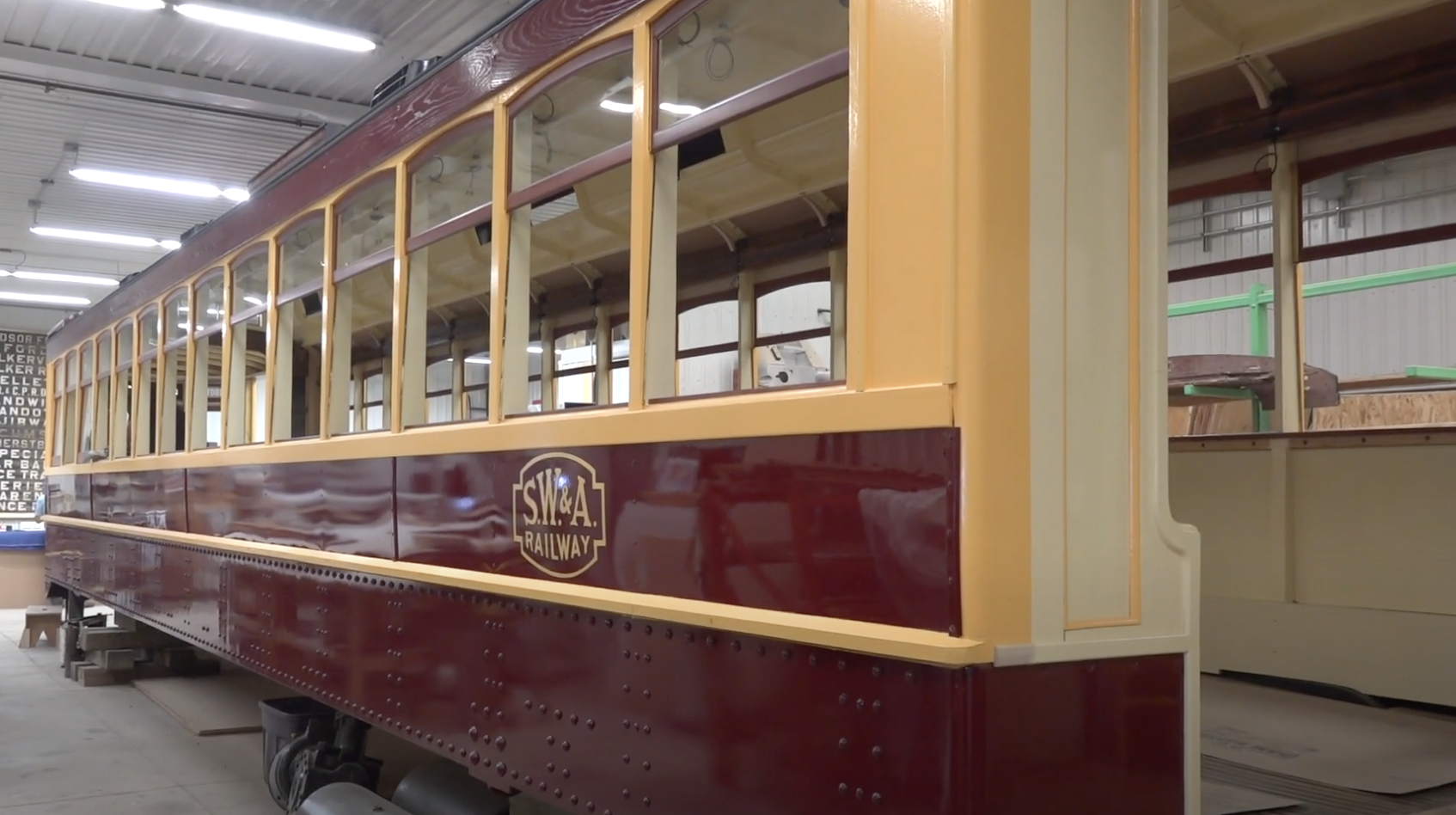Streetcar No. 351 during restoration.