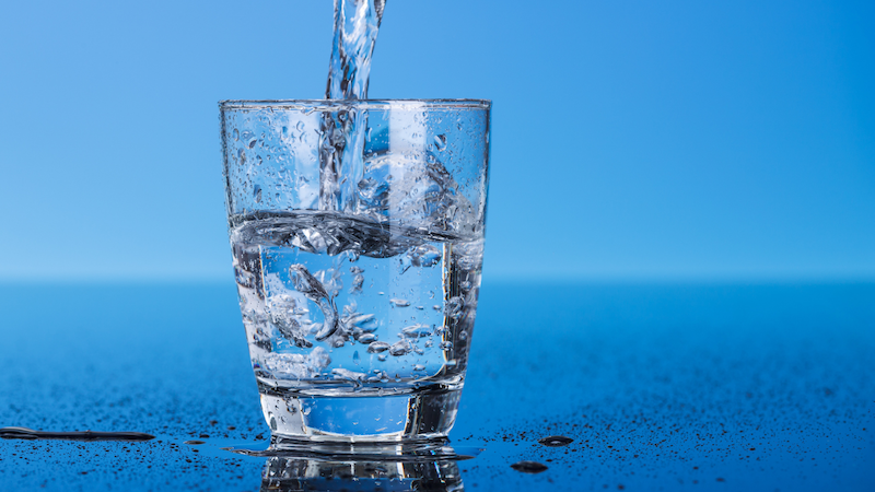 a glass of water