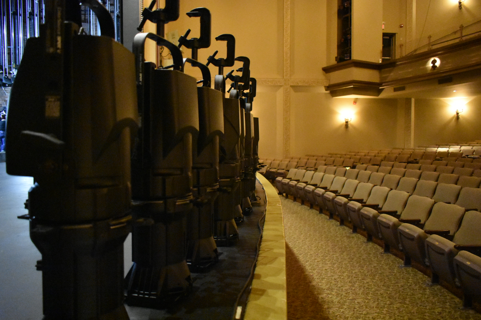 The front row of an auditorium