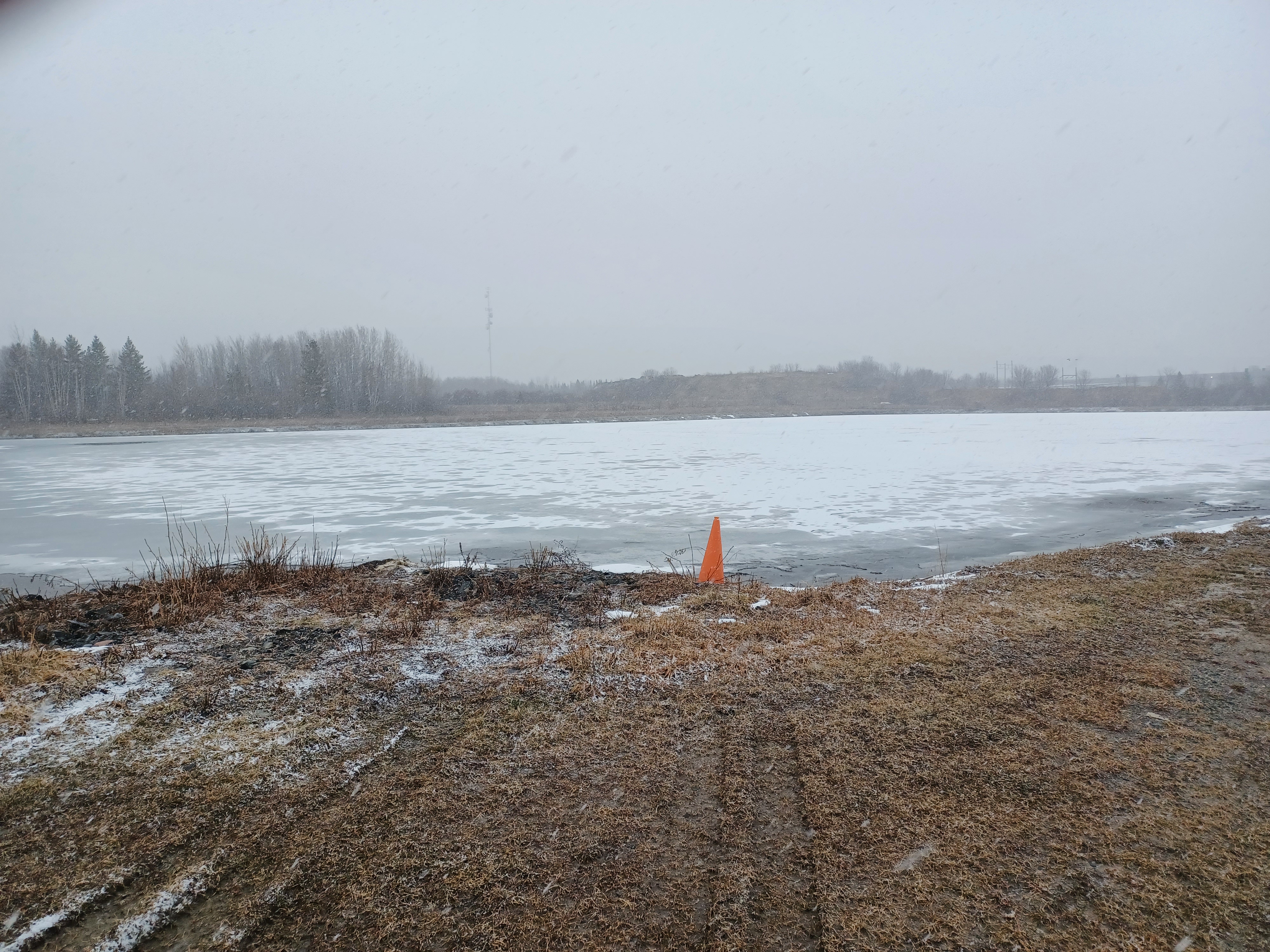 A photo of the Township of Chapple lagoon, a pond that is part of the wastewater treatment system.