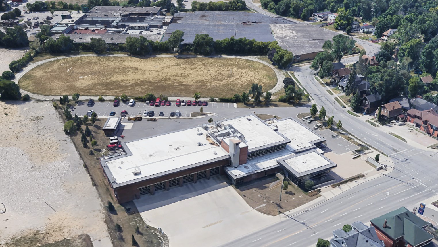 Overhead view of a municipal building
