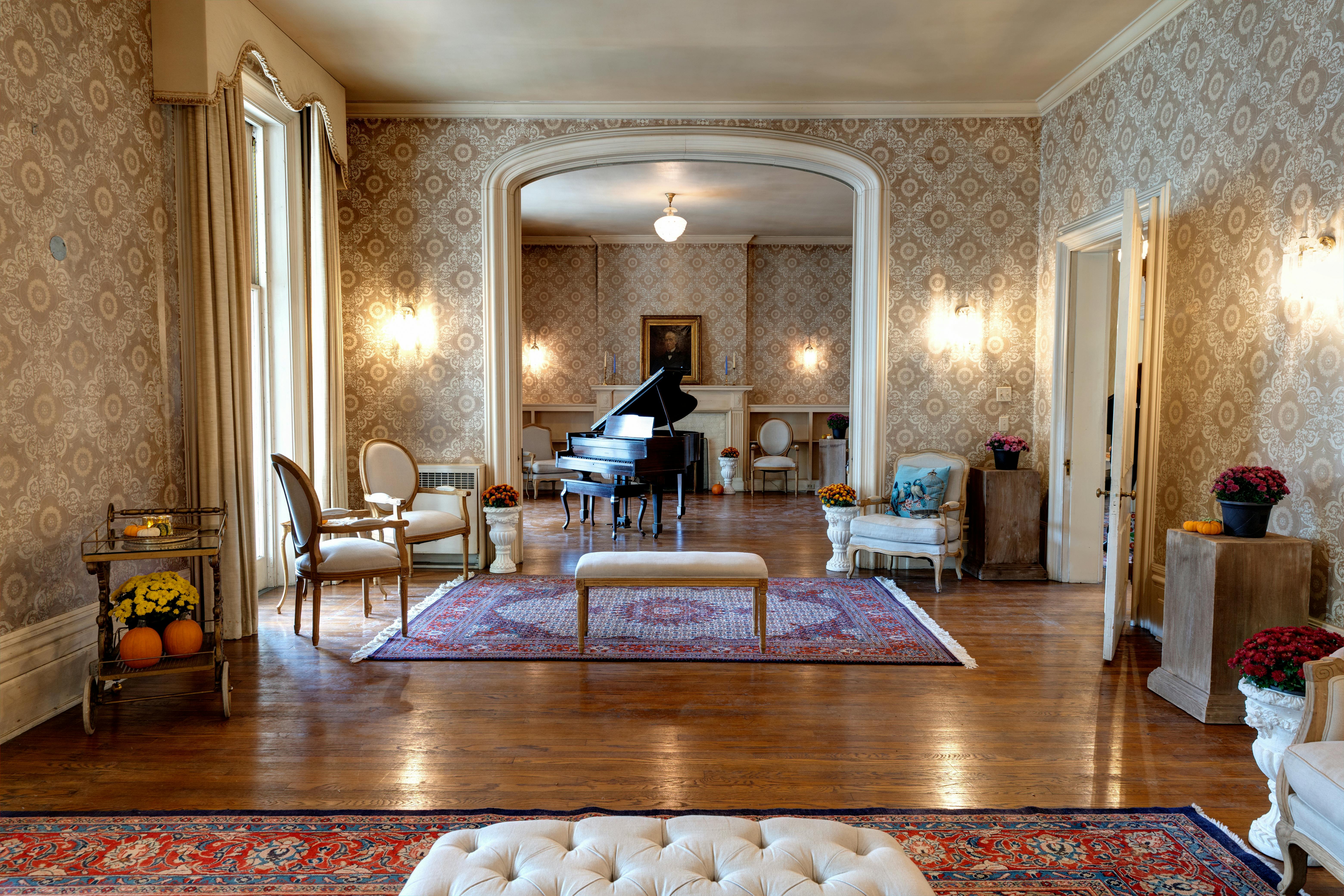 Interior of Mulock House with a Grand Piano