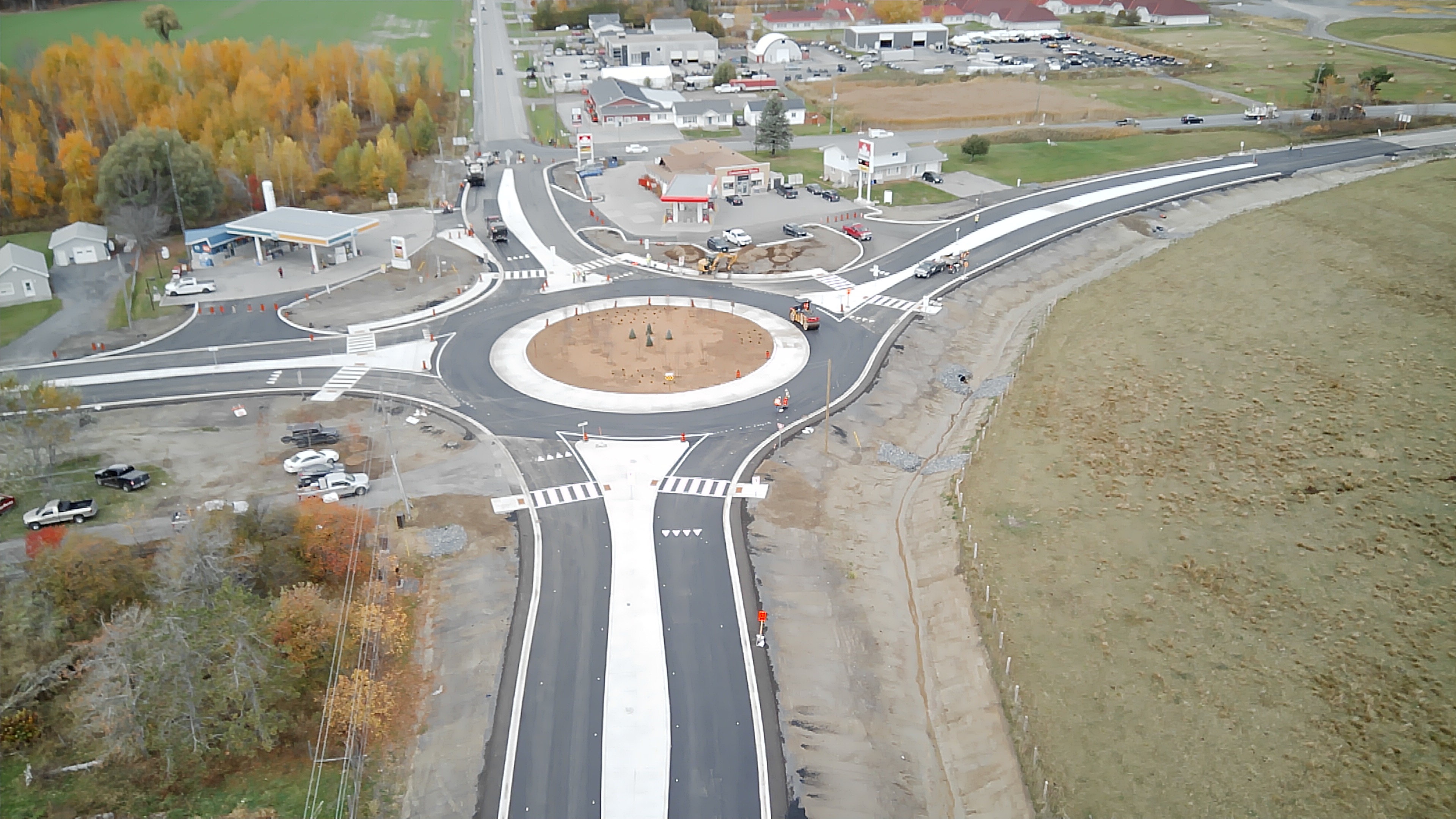 Overhead view of roundabout