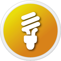 Icon of a light bulb over an orange background