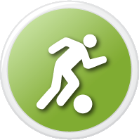 Icon of a person kicking a ball over a green background