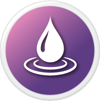 Icon of a water droplet over a purple background