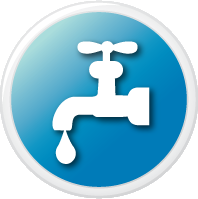Icon of a faucet over a blue background