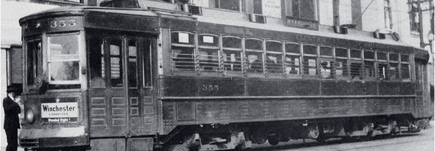 A photo of streetcar No. 355 in the City of Windsor in the early 1900s. 