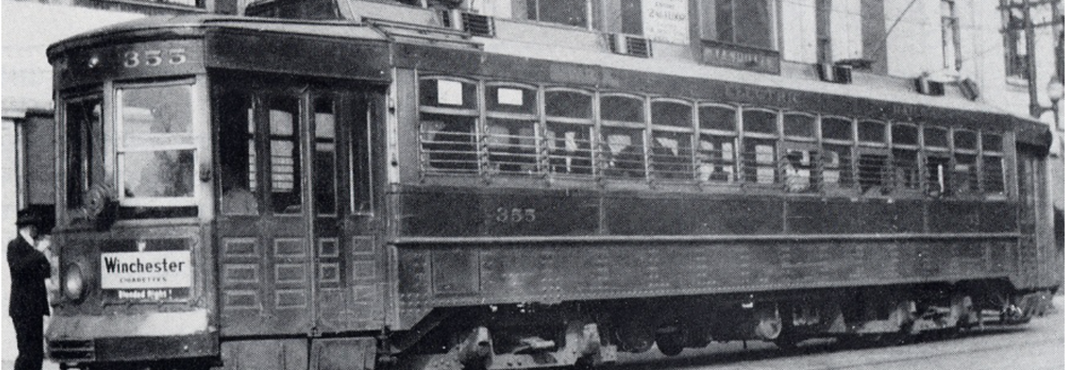 A photo of streetcar No. 355 in the City of Windsor in the early 1900s.
