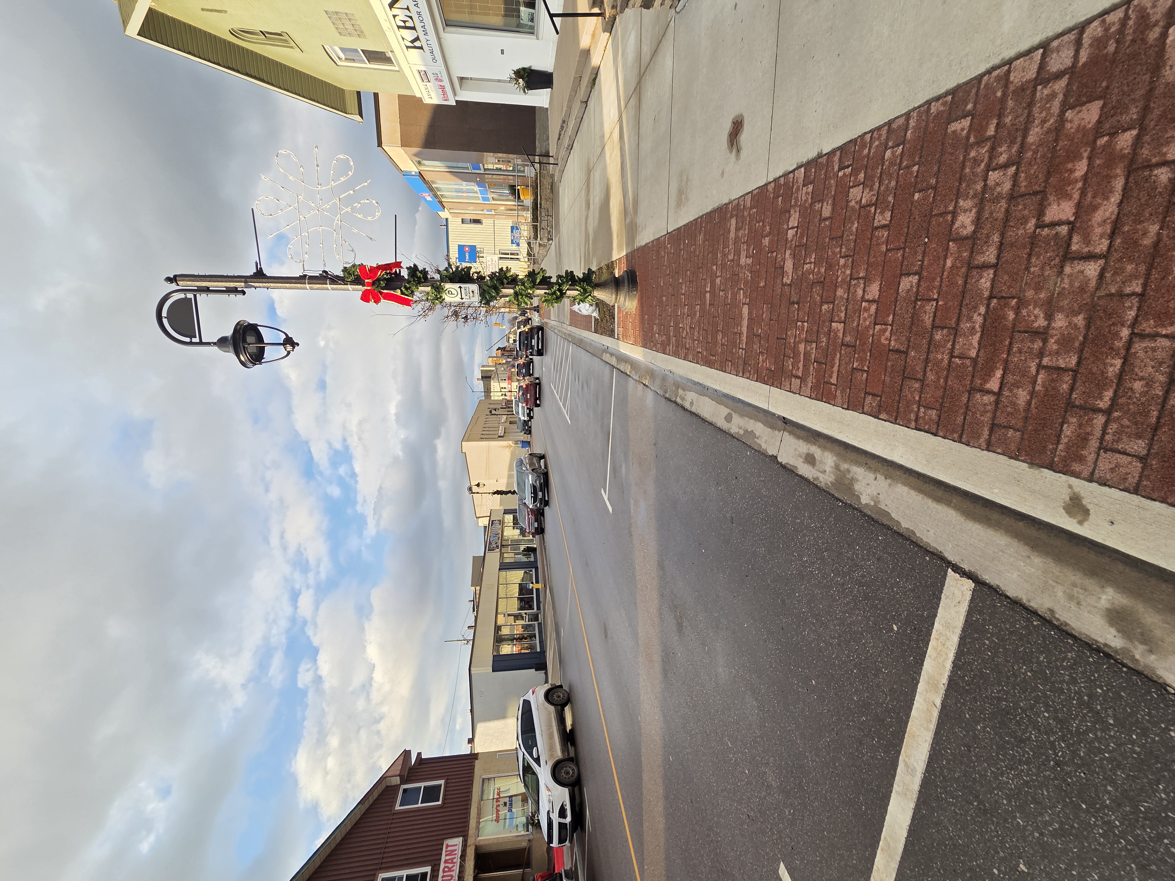 The sidewalk of a main street