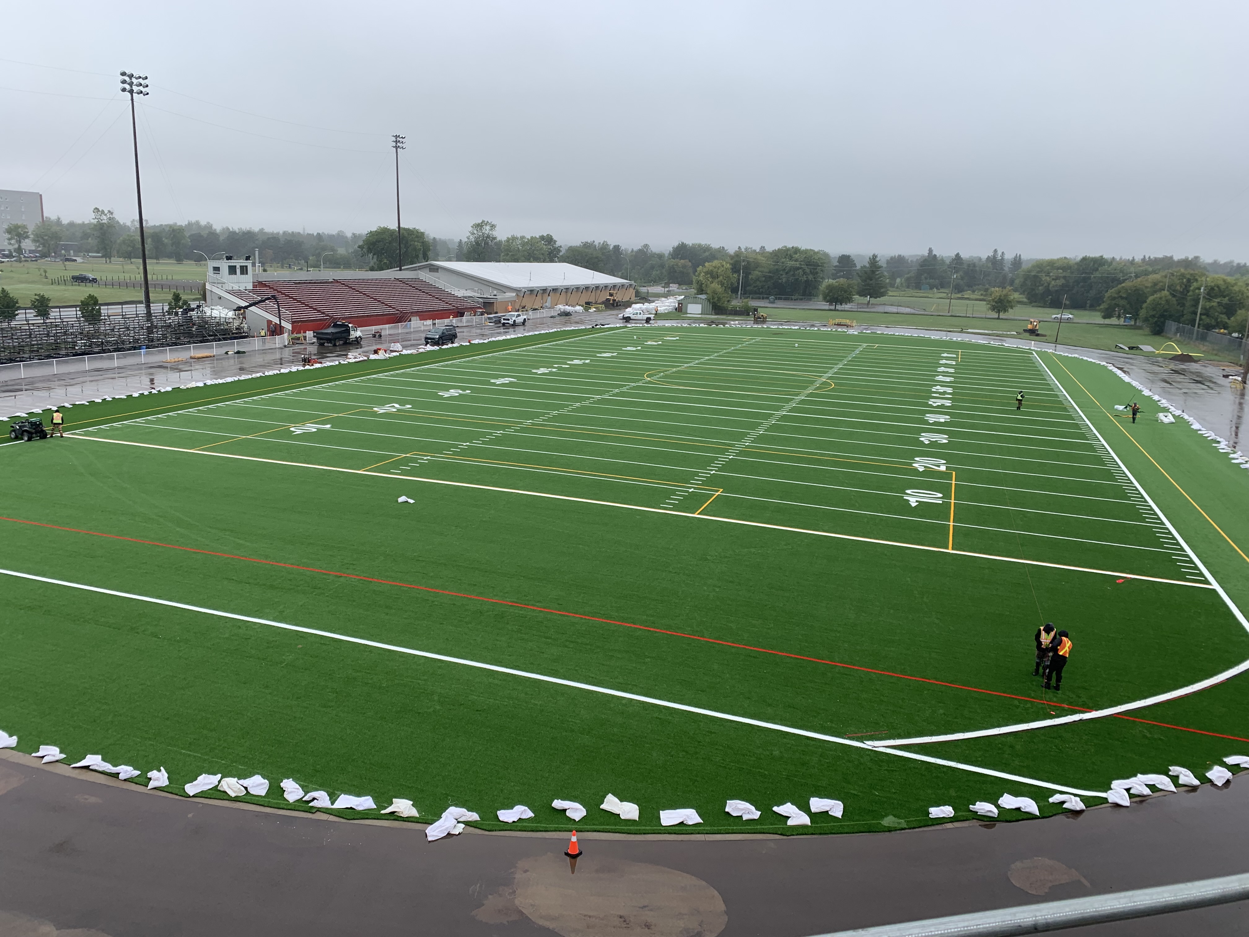 A view of the new football field at Fort William Stadium. 
