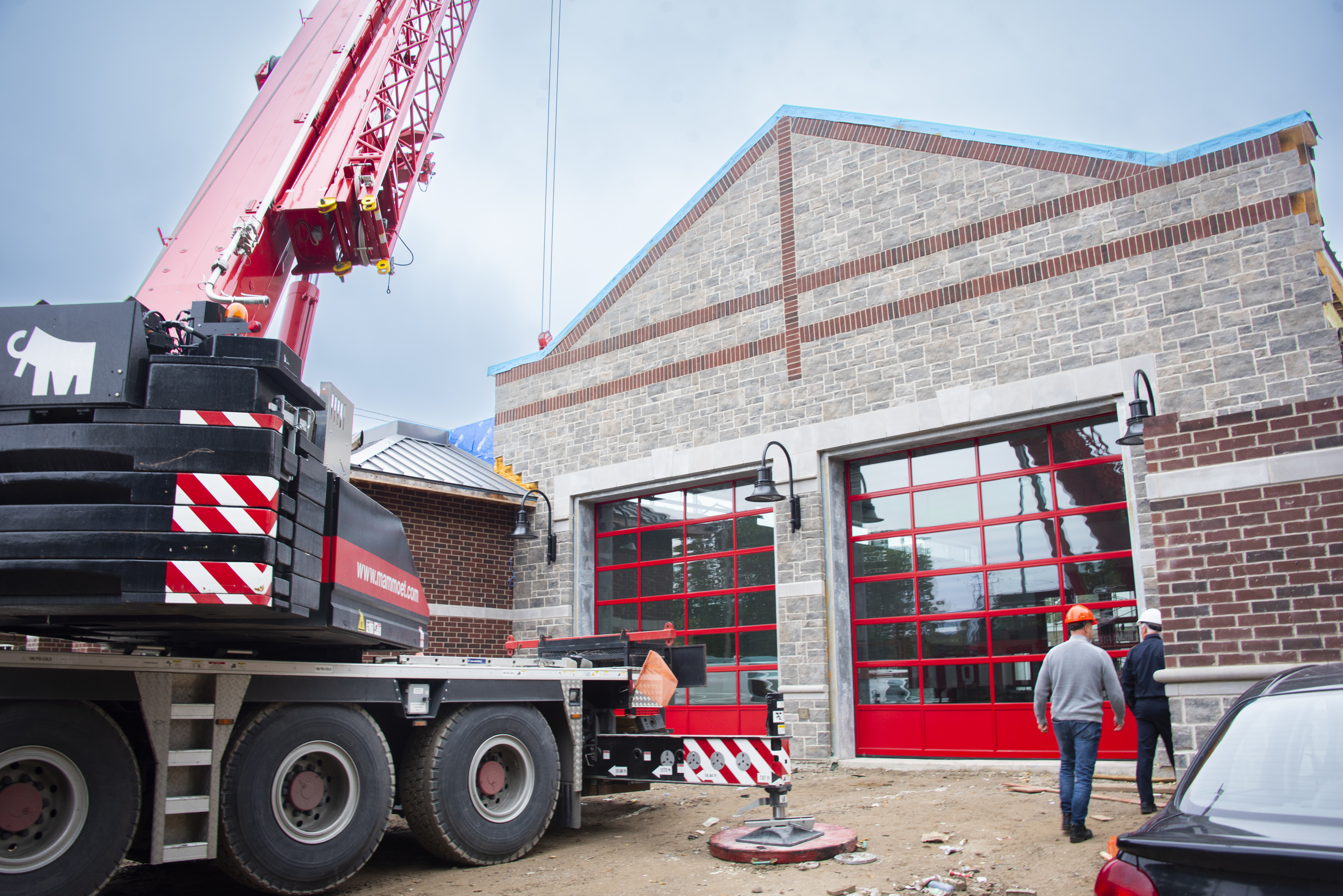 A construction photo showing workers at Fire Station No. 3 in Sarnia.