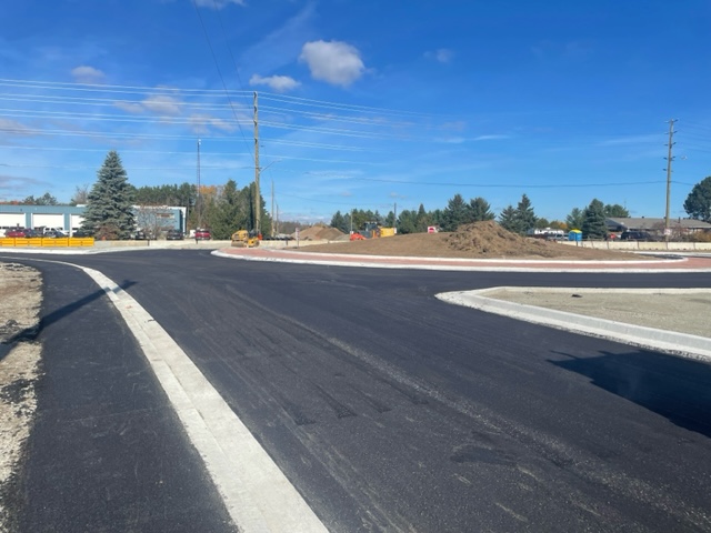 A roundabout being constructed in the town of Essa in Simcoe County.