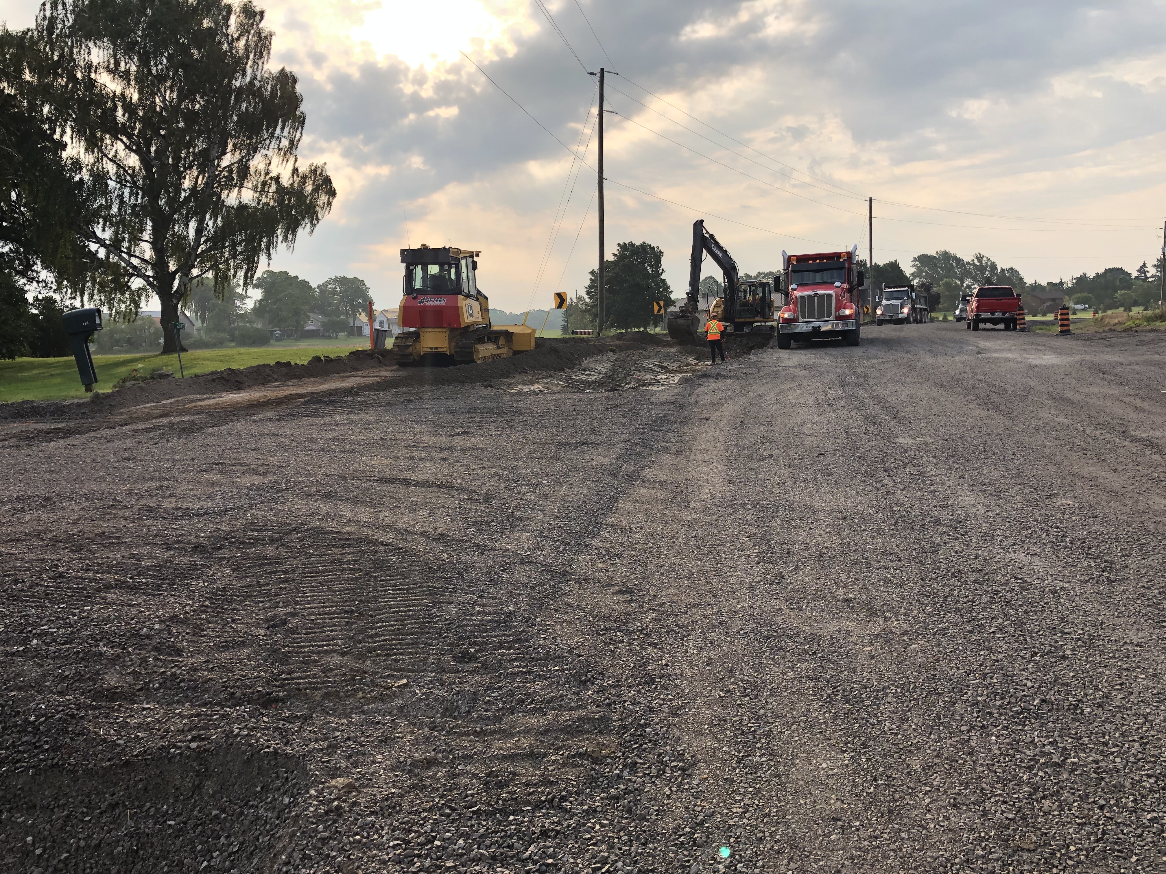 Roadwork in progress on Pelham Road in Niagara Region. 