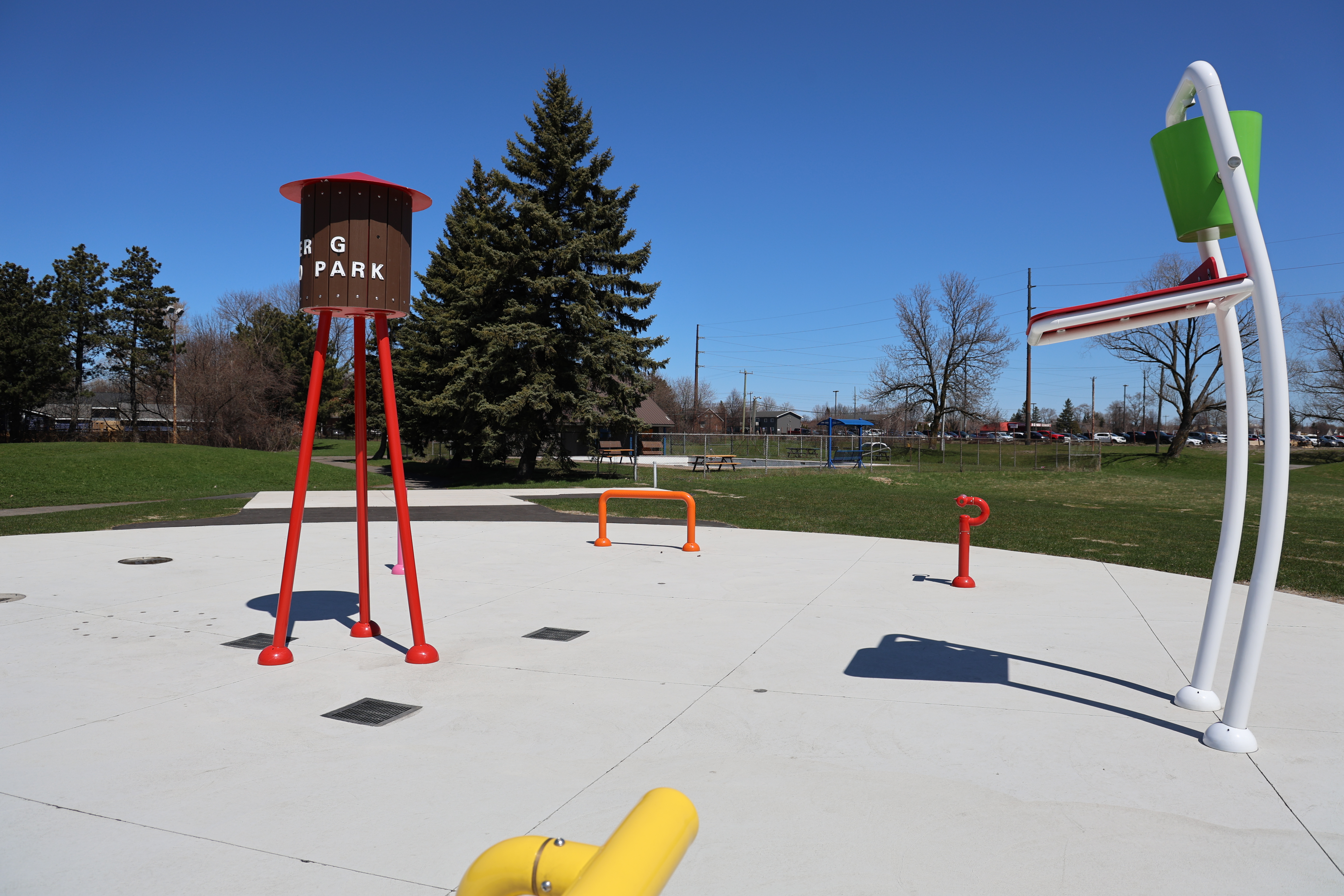 A newly built splash pad