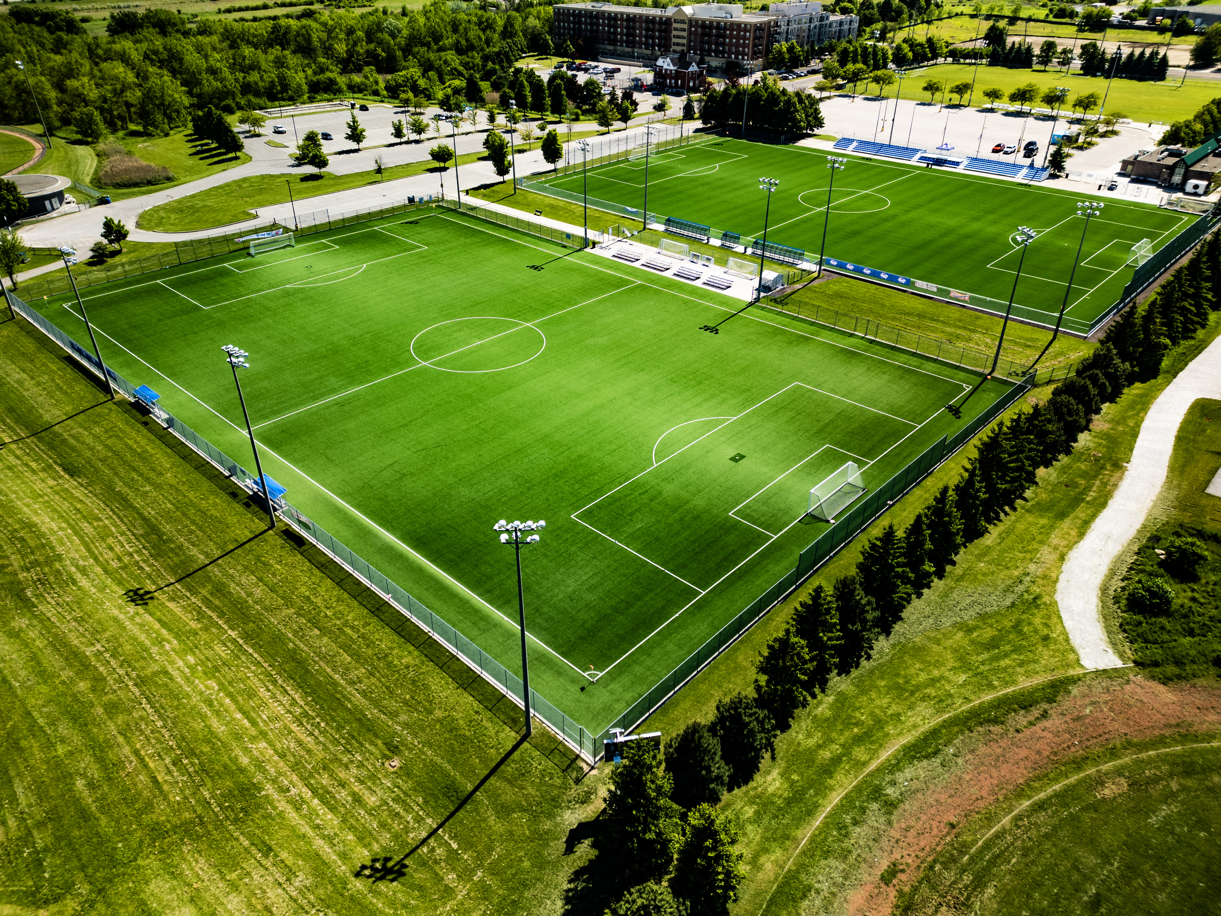 Overhead view of sports fields