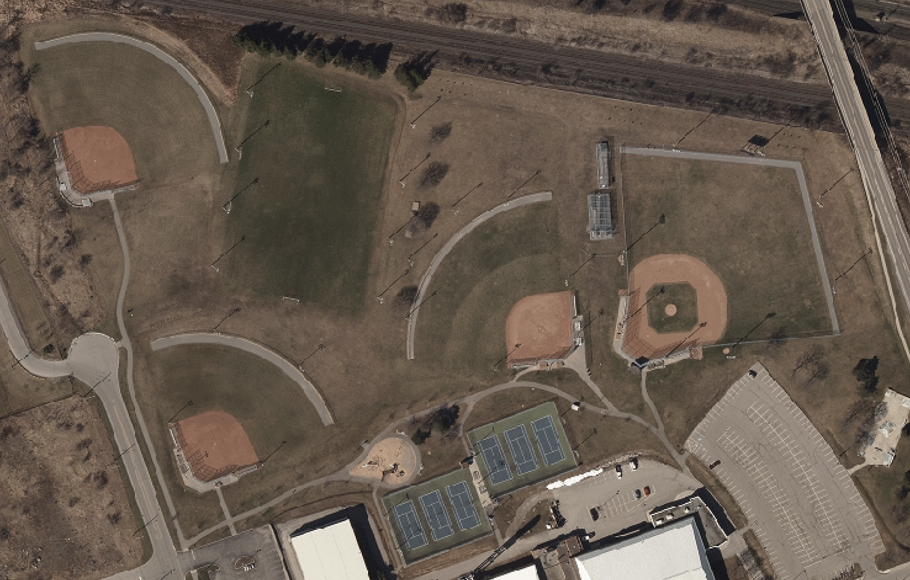 Overhead shot of Iroquois Park.