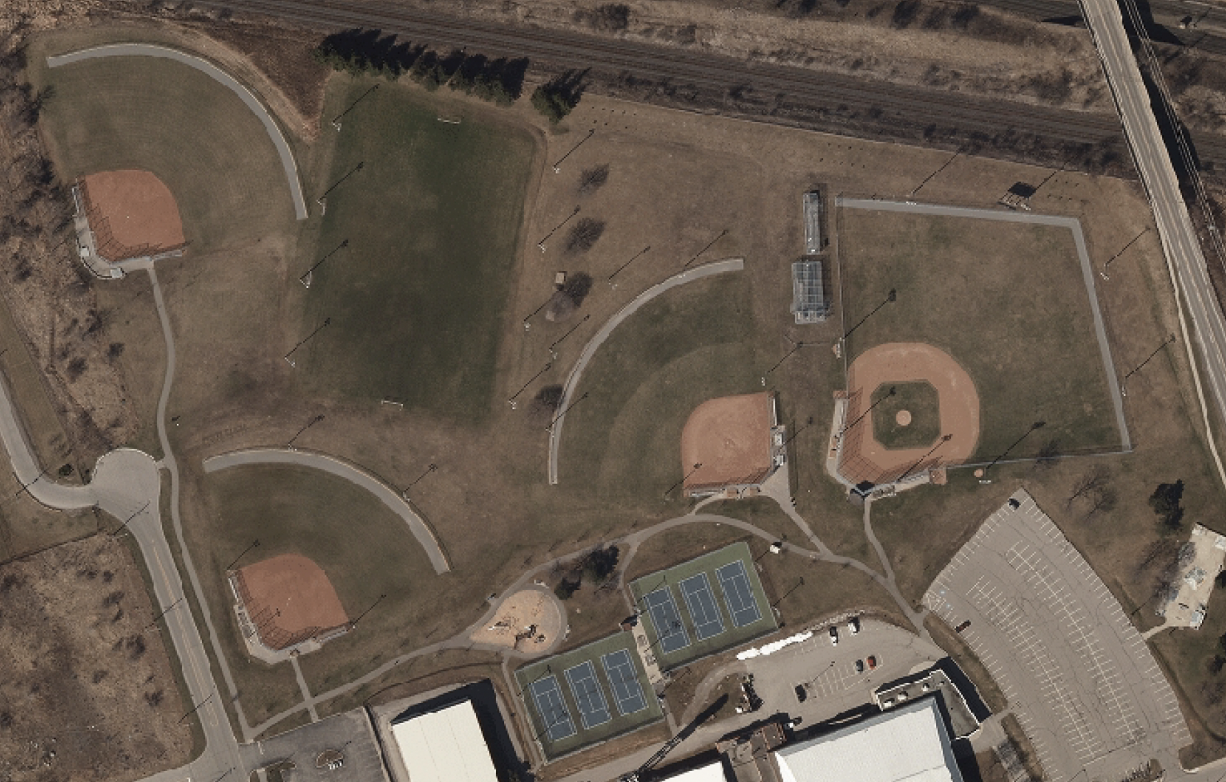 Overhead shot of Iroquois Park.  