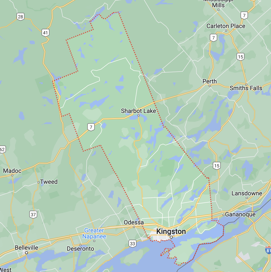A map of Frontenac County. 