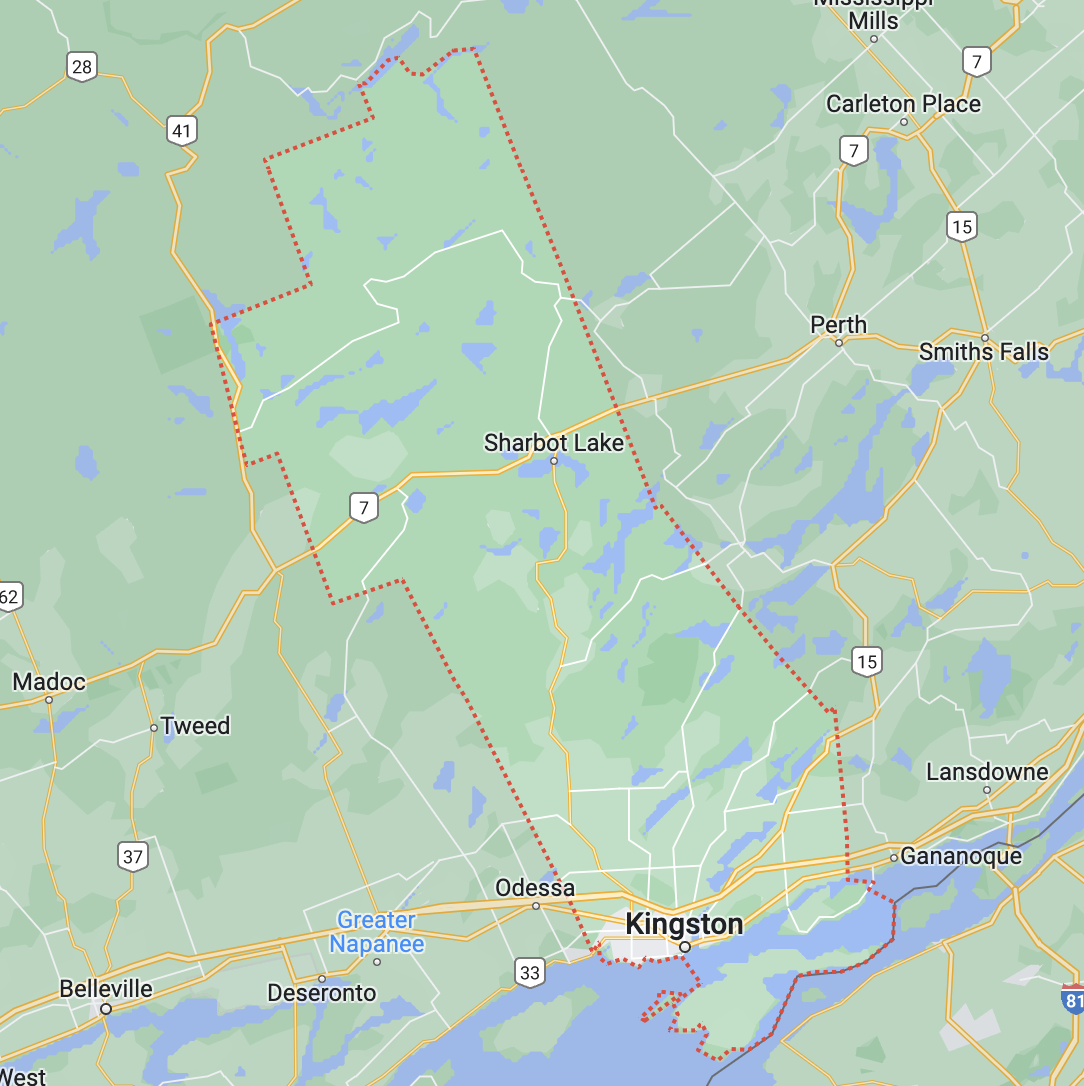A map of Frontenac County.