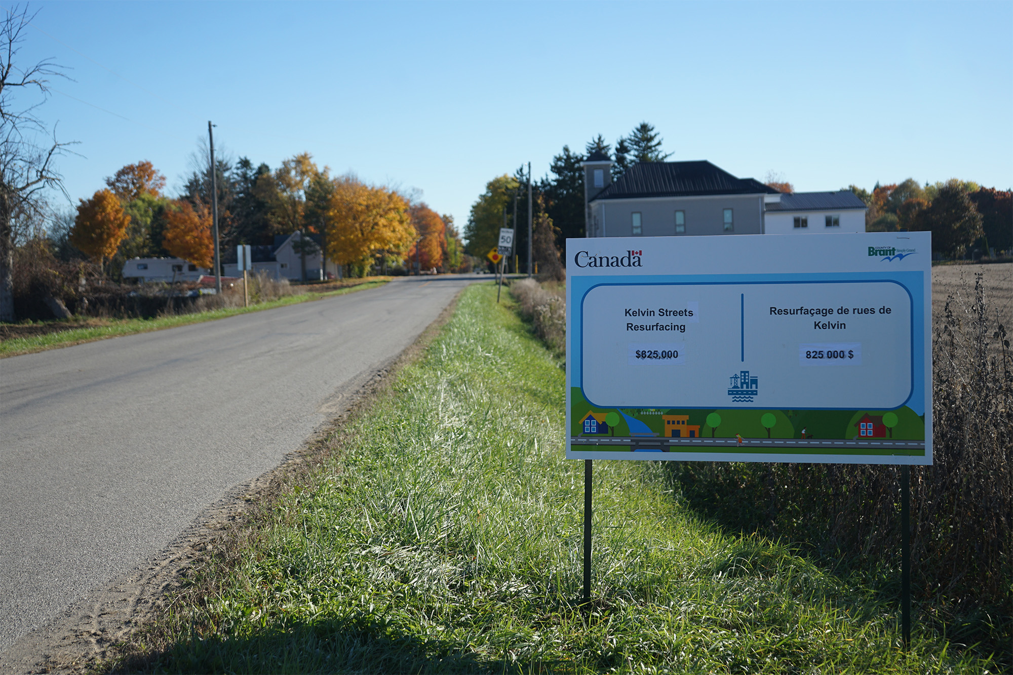 A road with a CCBF sign beside it